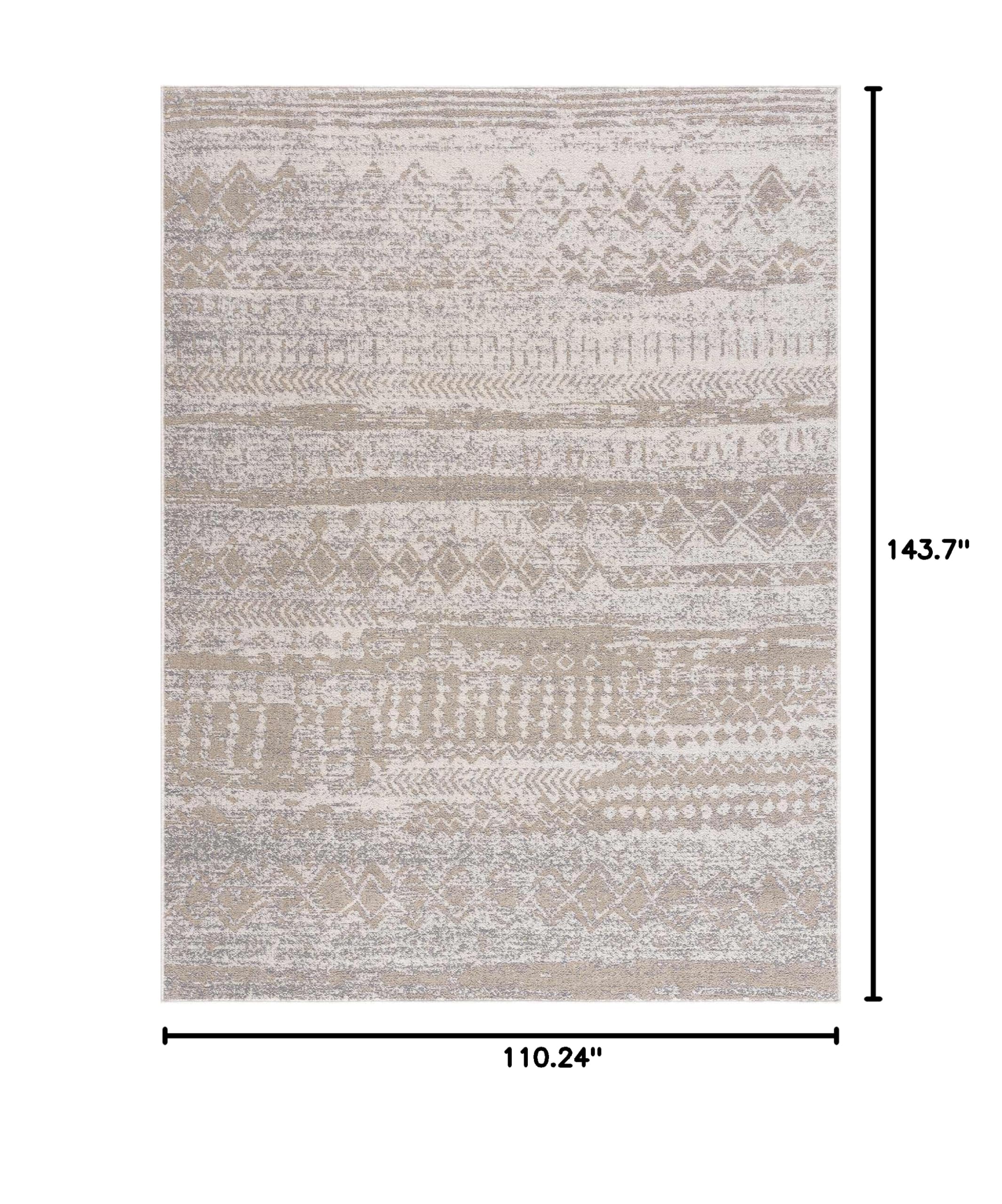 Hauteloom Tupsan Machine Washable Area Rug - Soft & Durable for Living Room, Bedroom - Beige & Gray - 9'3