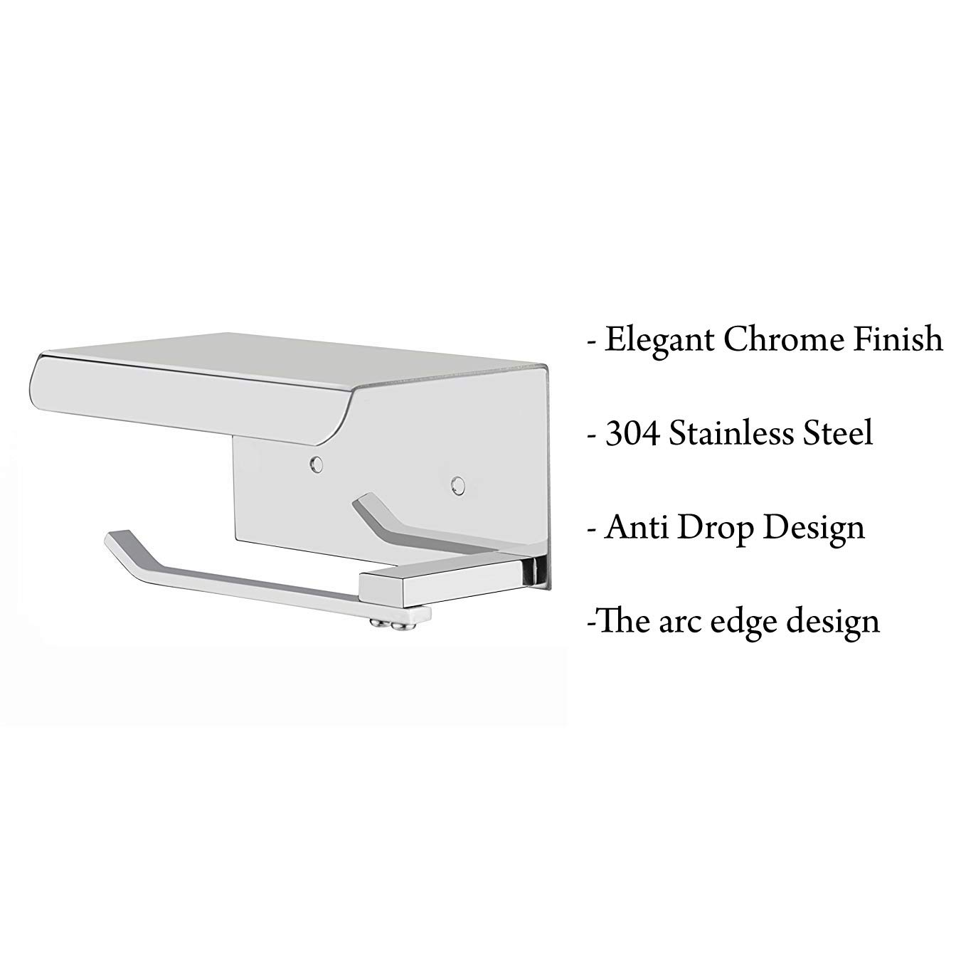 Plantex Platinum 304 Stainless Steel Toilet Paper Holder with Mobile Stand - Chrome Bathroom Accessory for Home, Office & RV Use