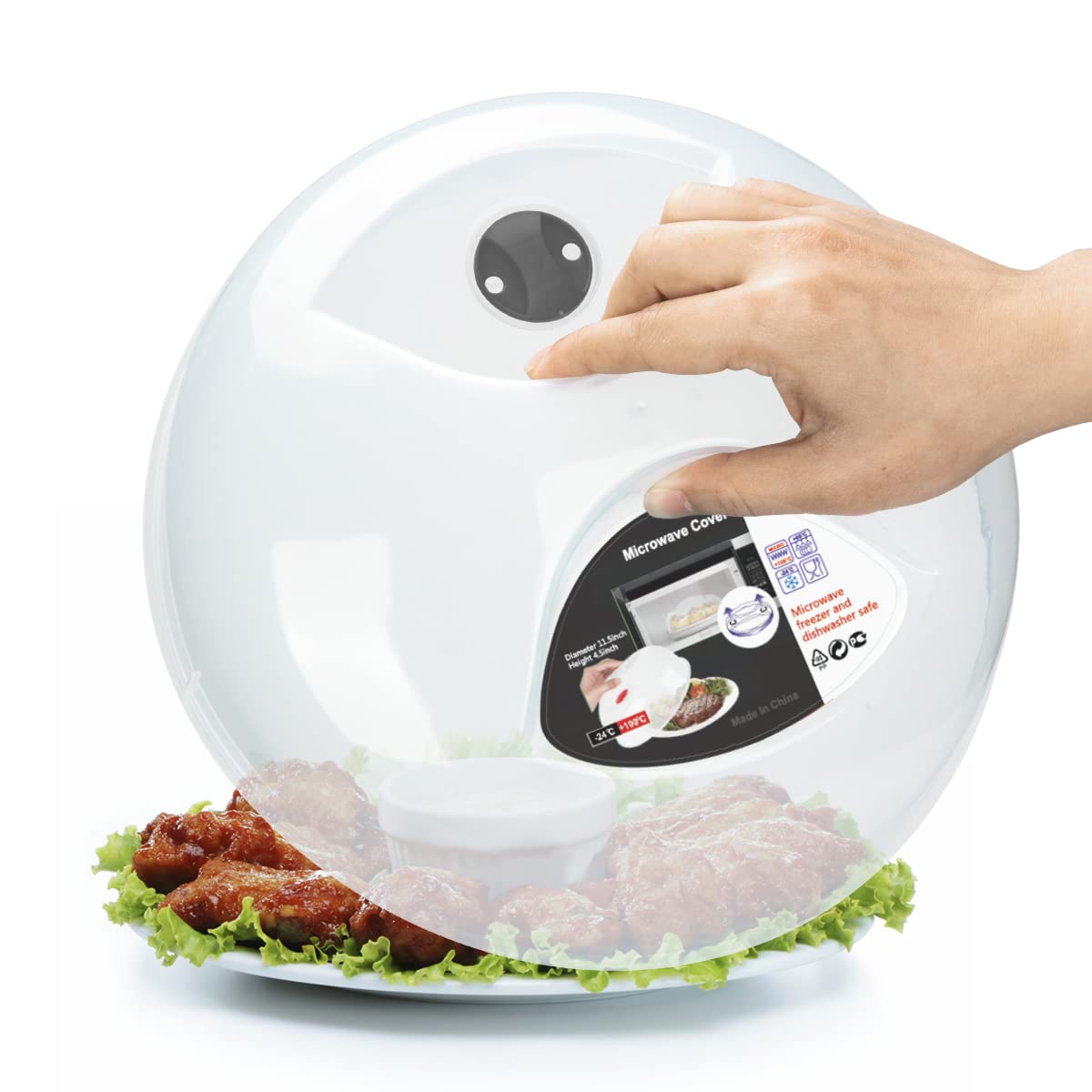 BPA-Free Microwave Splatter Cover - 11.5 Inch Dishwasher Safe Food Cover with Steam Vents | Keeps Microwave Clean | Perfect for Reheating Meals, Popcorn & Cooking Mess-Free