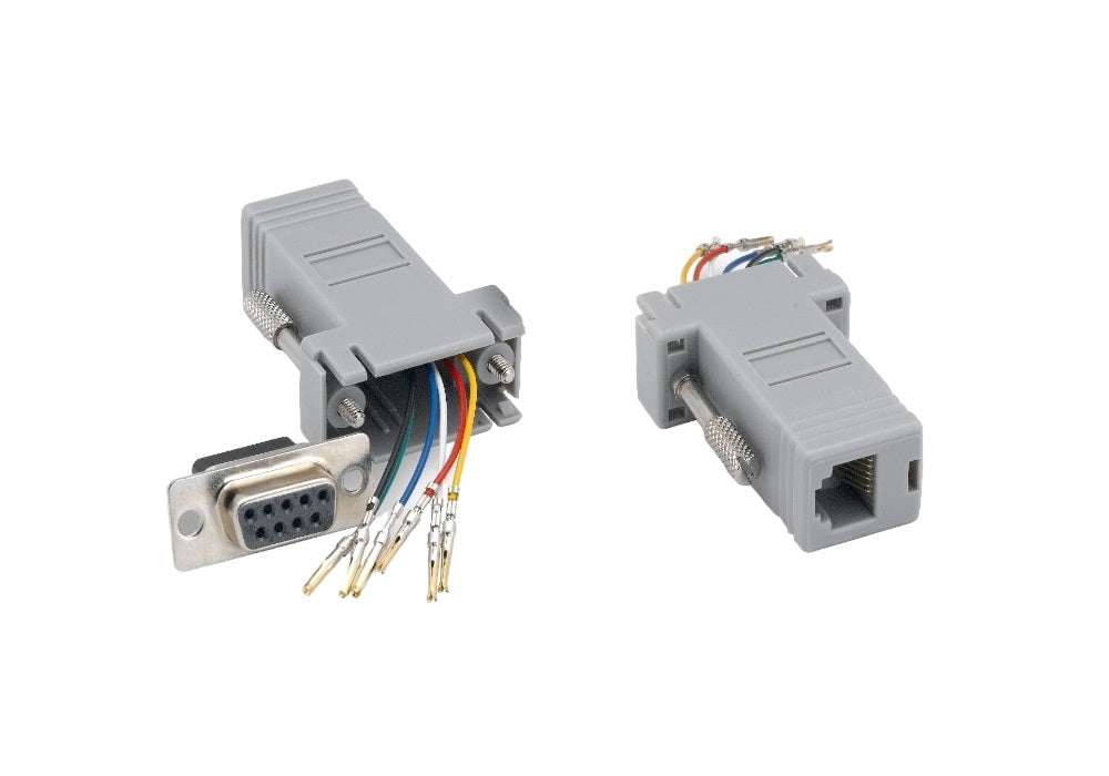 10-Pack DB9 Female to RJ12 (6P6C) Female Modular Adapter - Gray | Serial Port to Telephone Line Converter for Networking, Telecom & Industrial Equipment Connections
