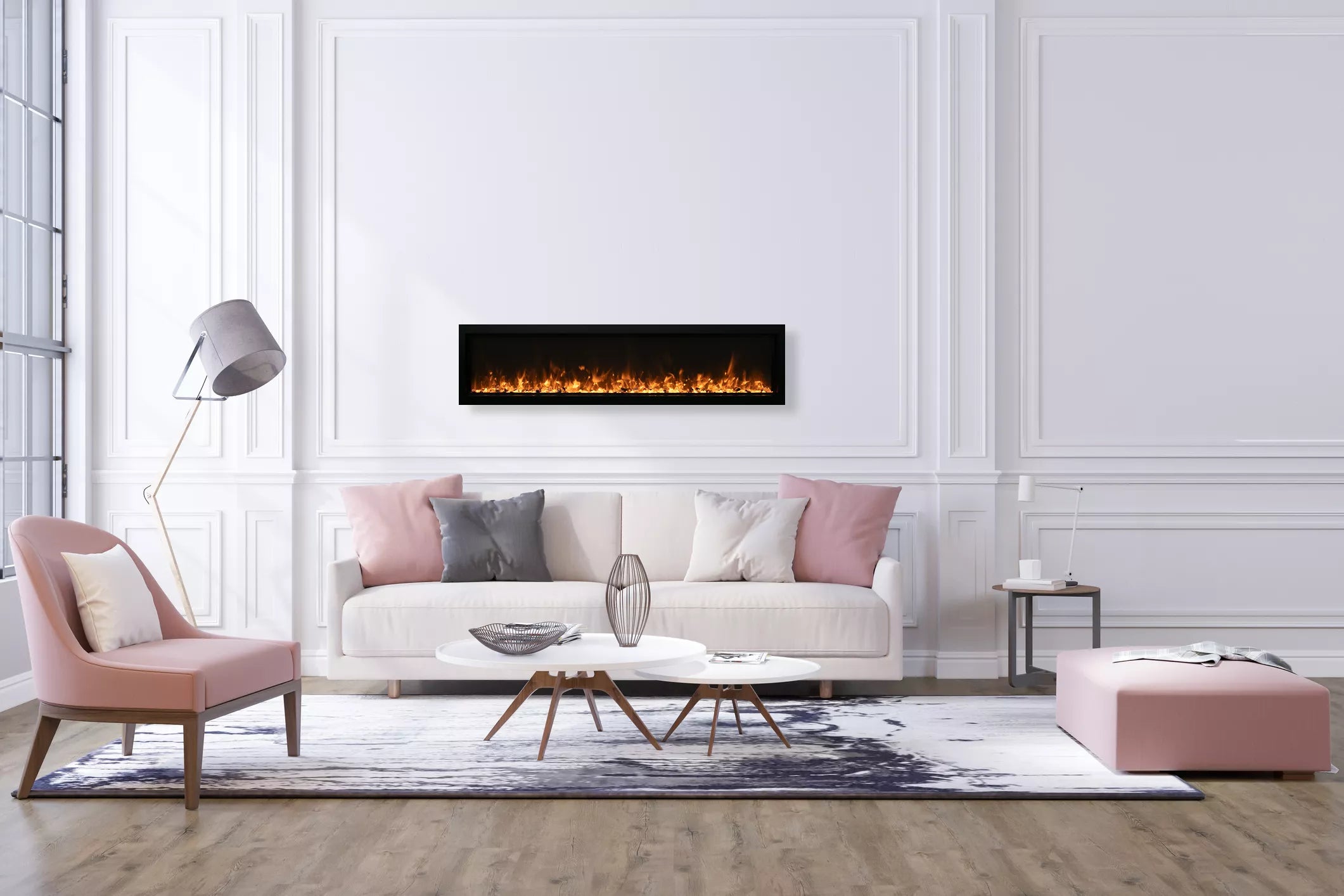 Amantii SYM SLIM 42 Inch Symmetry Smart Extra Slim Electric Fireplace - Modern Heating Solution for Living Room, Bedroom & Office Spaces
