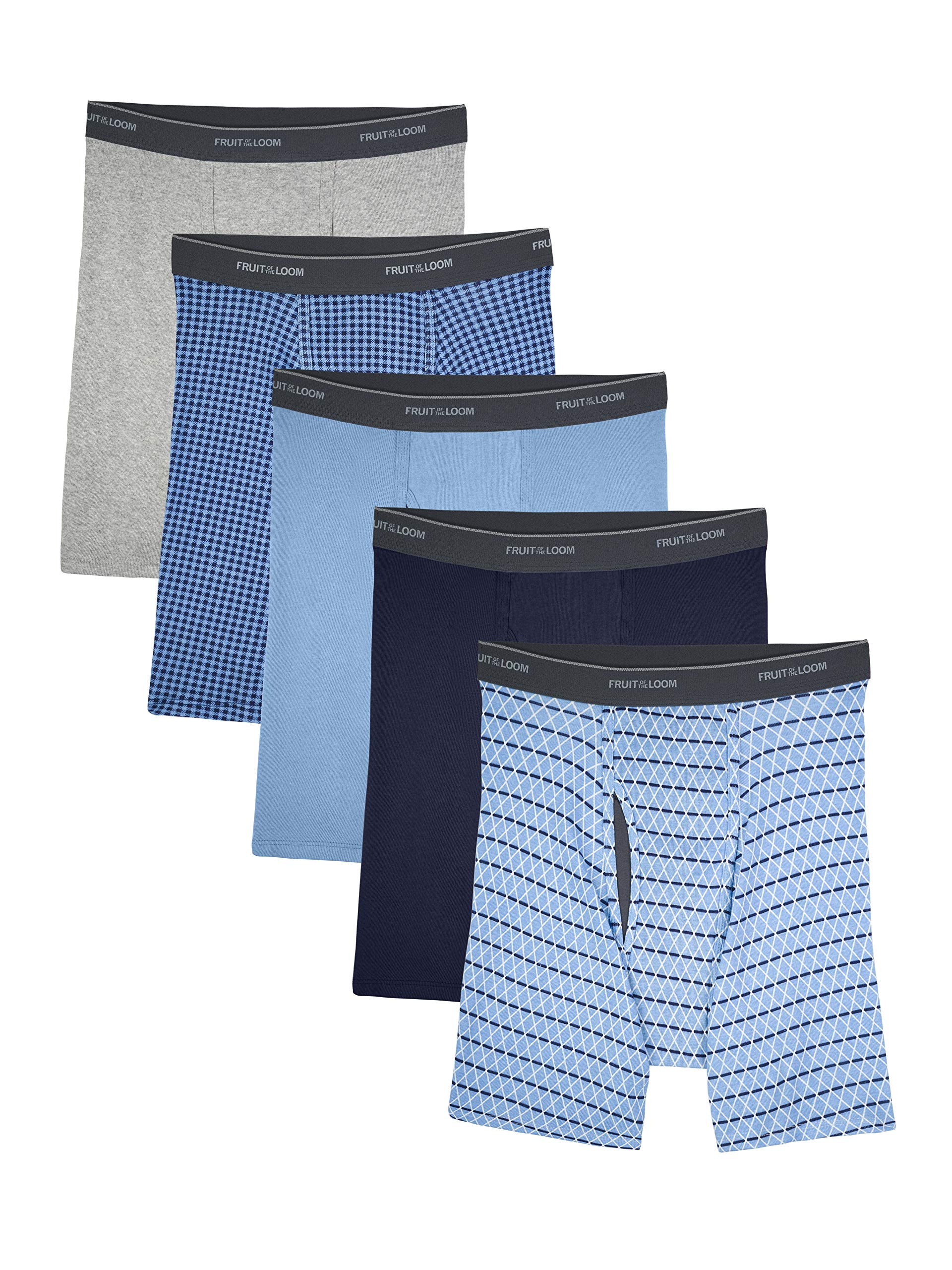 Fruit of the Loom Men's No Ride Up Boxer Briefs - Comfortable Cotton Underwear for Everyday Wear, Workout & Sports