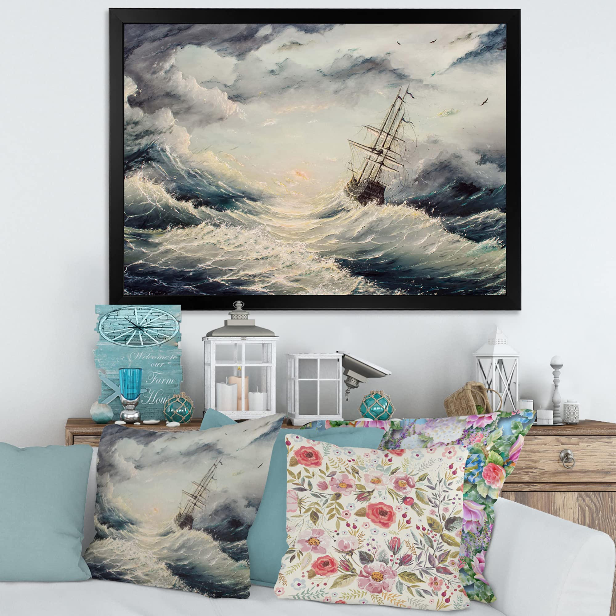 Nautical & Coastal Framed Wall Art - Ocean Themed Home Decor for Beach House, Living Room & Office - Perfect for Coastal, Seaside & Marine Inspired Interiors