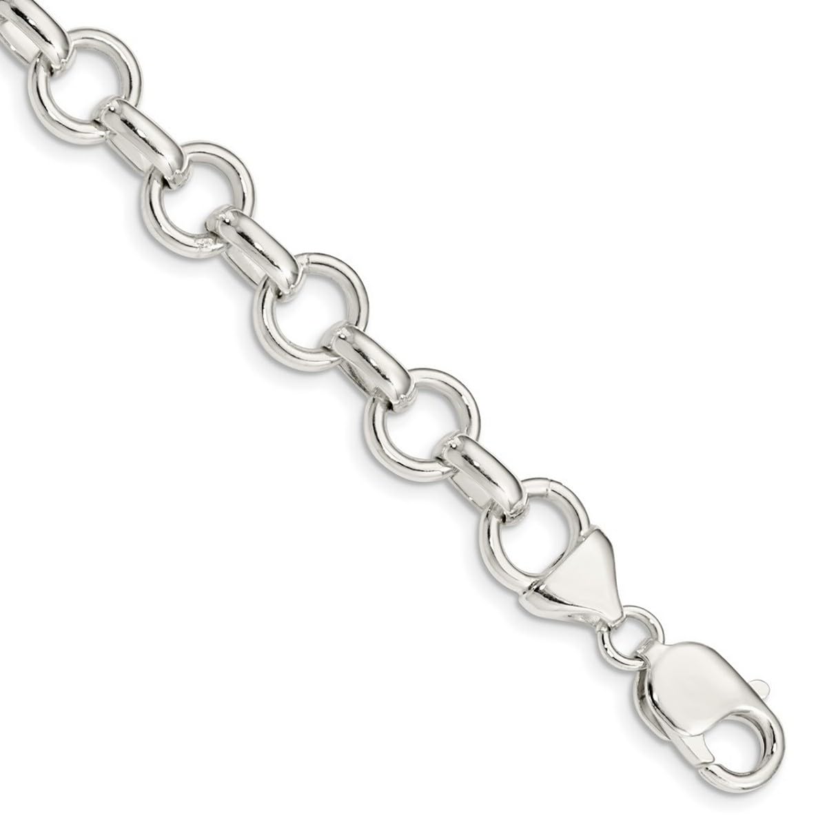 925 Sterling Silver Hollow Polished Link Bracelet for Women - 7.25 Inch Adjustable Lobster Claw Clasp, 10mm Wide Elegant Chain Bracelet | Perfect for Everyday Wear, Office, Parties & Special Occasions