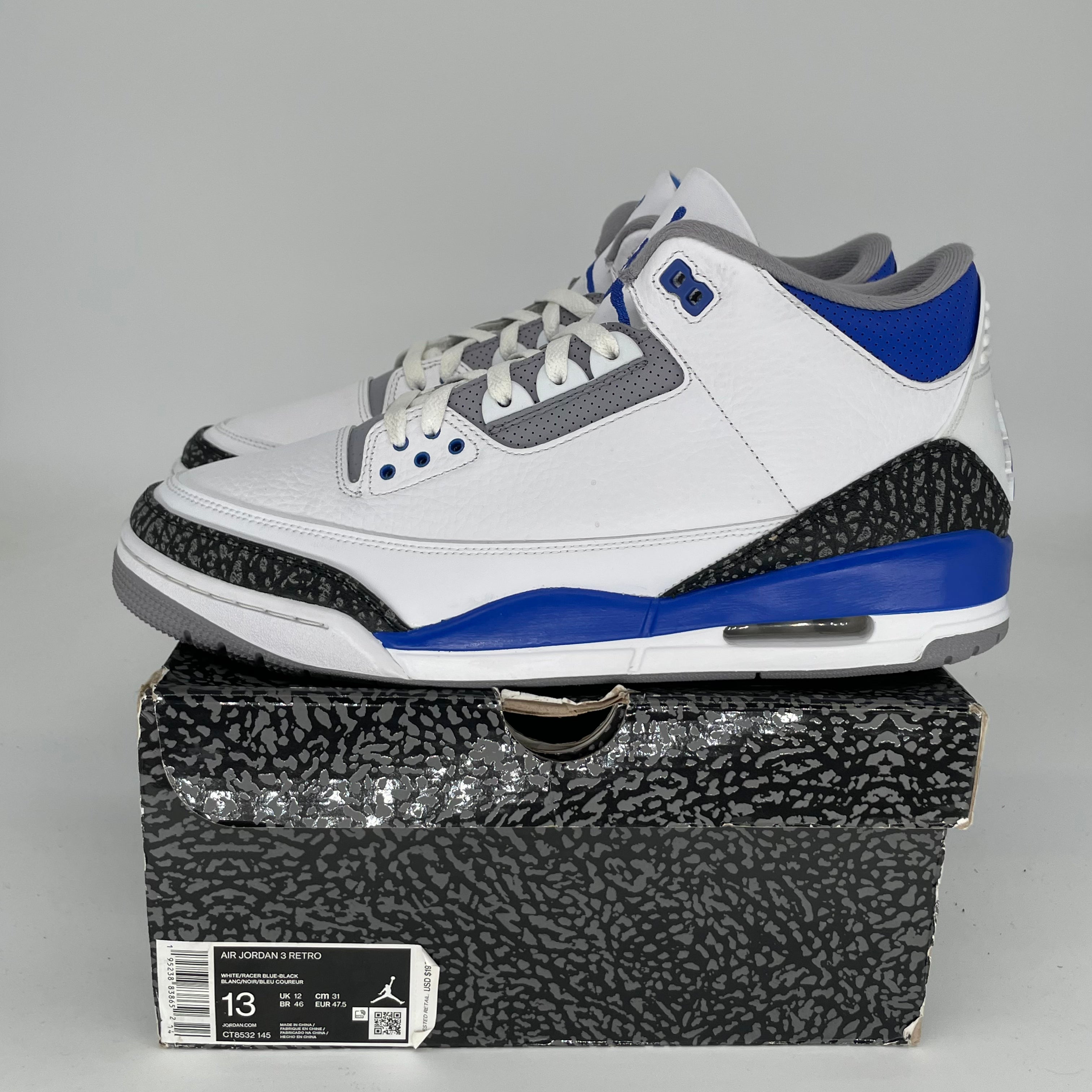 AIR JORDAN 3 RACER BLUE Men's Basketball Shoes Size 13 - Retro Style Sneakers CT8532-145 | Perfect for Streetwear, Gym & Casual Outfits
