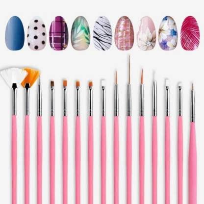 Professional 15-Piece Acrylic Nail Art Brush Set for Nail Decoration & Design - Pink | Perfect for Salon, Home Manicure & DIY Nail Art