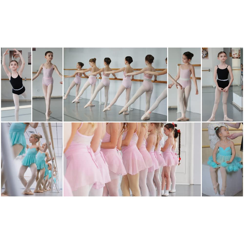 PythJooh Toddler Girls Ballet Dance Tights - White & Pink Footed Tights for Dance Training | Ages 2-14 Years | Perfect for Ballet Class, Recitals & Dance Practice
