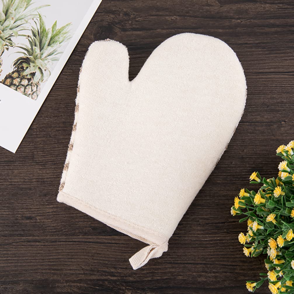 Beaupretty 6-Piece Bath Towel Gloves Set with Exfoliating Mitt, Tiny Straw Hat & Flax Stripes Scrubber - Soft Back Cleaning Kit for Shower, Spa & Body Care