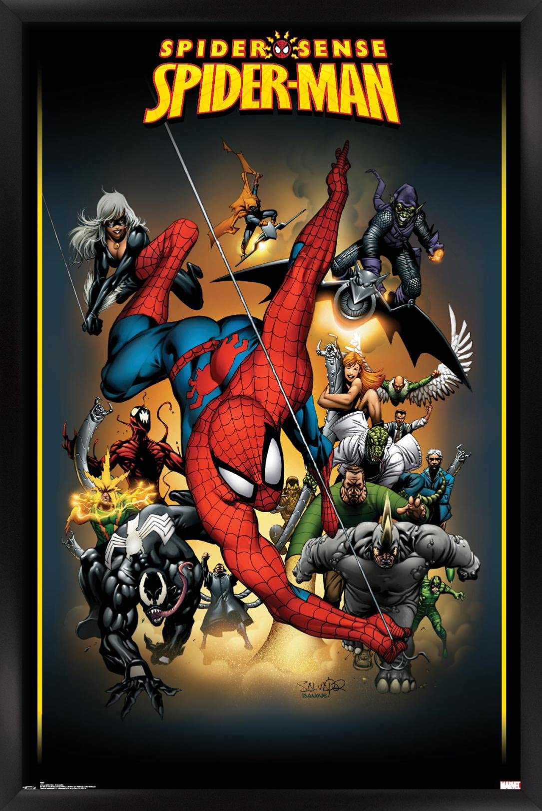 Trends International 24x36 Marvel Comics Spider-Man vs Adversaries Wall Poster - Black Framed Superhero Decor (36