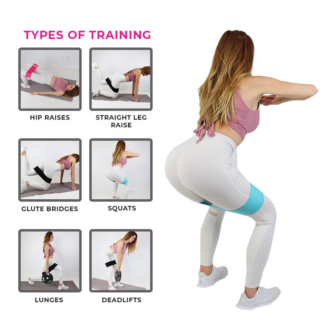 Booty Bands for Women - Non-Slip Workout Resistance Bands for Glutes, Abs, Thighs & Full Body Toning - Thick Elastic Fitness Bands for Home Gym, Yoga, Pilates & Strength Training