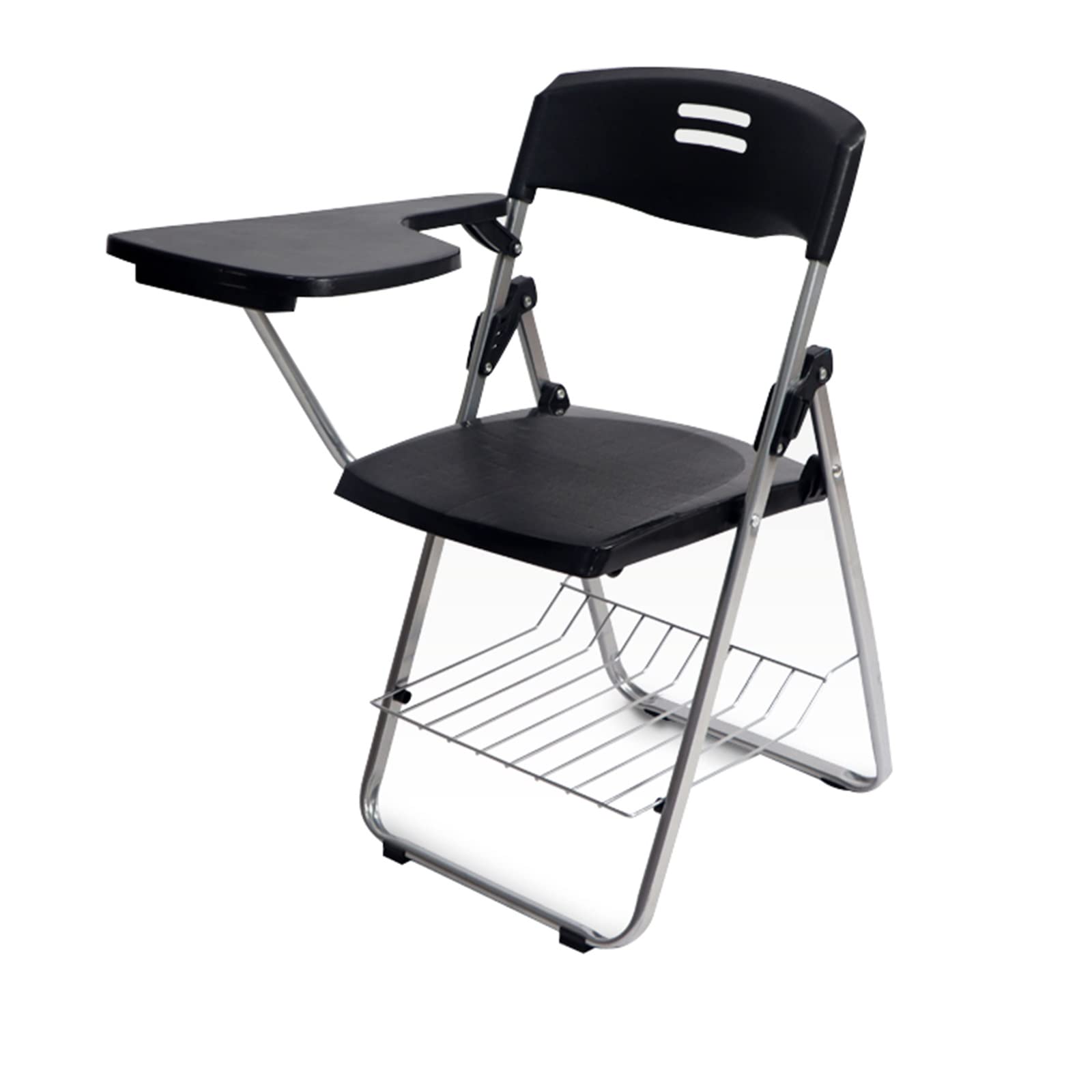 Plastic Folding Chair with Writing Board - Lightweight Training, Office & Conference Chair - Portable Black Folding Table Chair Set for School, Events & Home Use