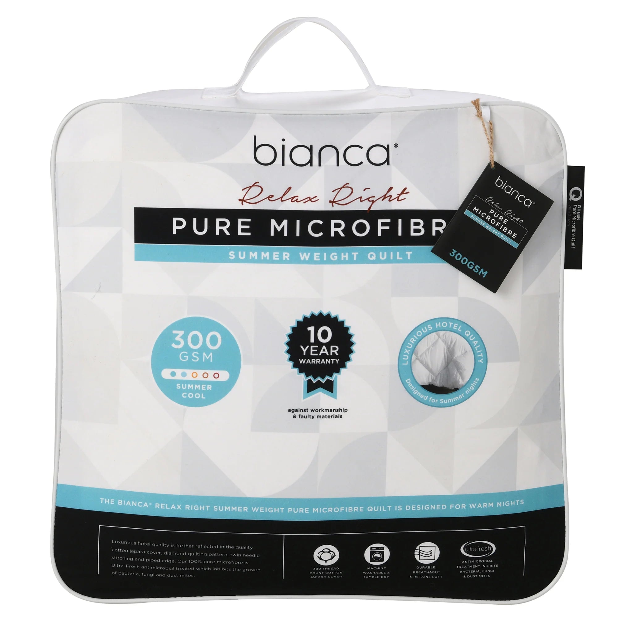 Bianca Relax Right Summer Microfibre Quilt 300gsm - Ultra Soft Lightweight Bedding for Hot Sleepers - Perfect for Summer Nights, Guest Rooms & Dorm Comfort