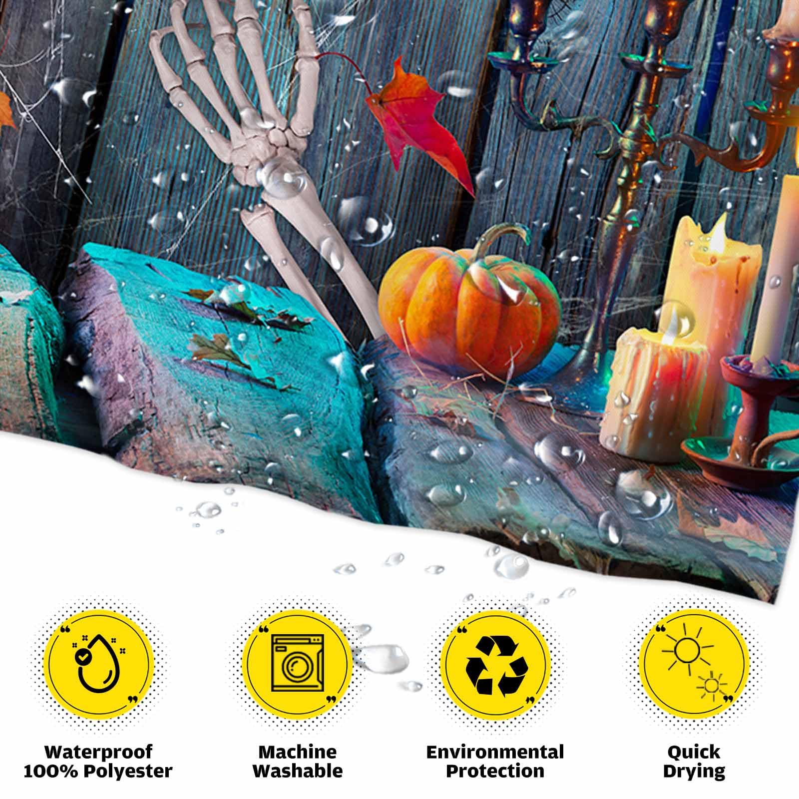 72x72 Inch Halloween Skull Horror Shower Curtain - Scary Gothic Bathroom Decor with Skull Design, Machine Washable Polyester Fabric (Hooks Not Included) - Perfect for Spooky Bathroom, Haunted House Party & Halloween Decoration