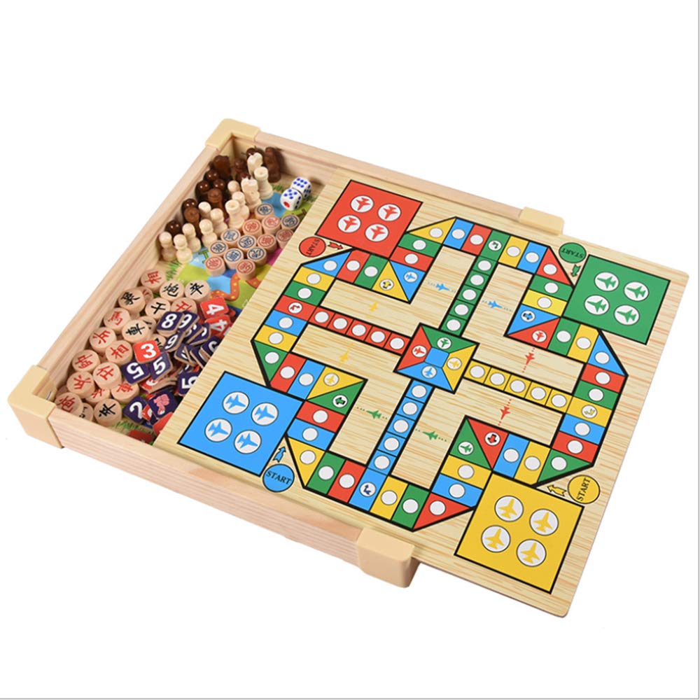 22-in-1 Wooden Multifunctional Board Game Set - Chess, Checkers, Backgammon & More - Educational Toys for Kids & Family Game Night Fun