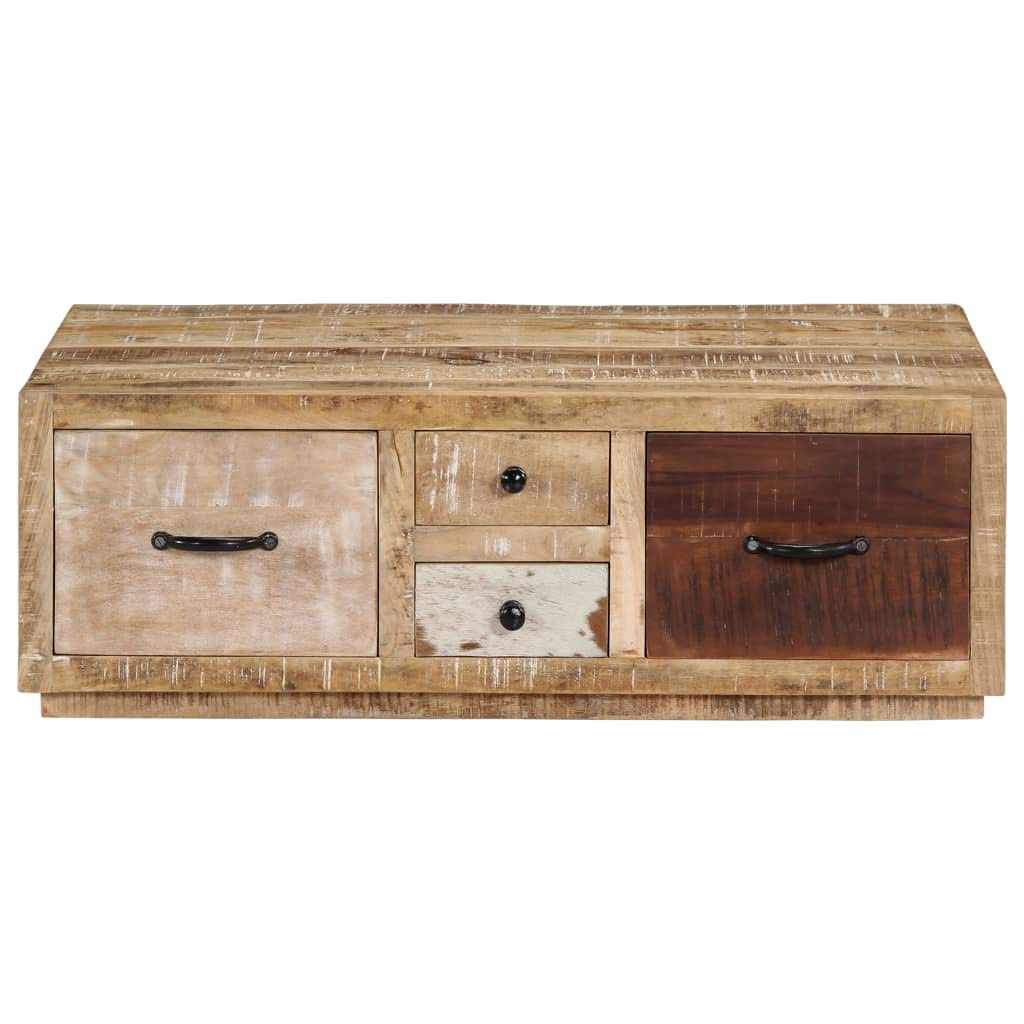 FAMIROSA Solid Mango Wood Coffee Table 35.4x23.6x11.8 Inches - Modern Living Room Furniture for Small Spaces, Home Decor Centerpiece