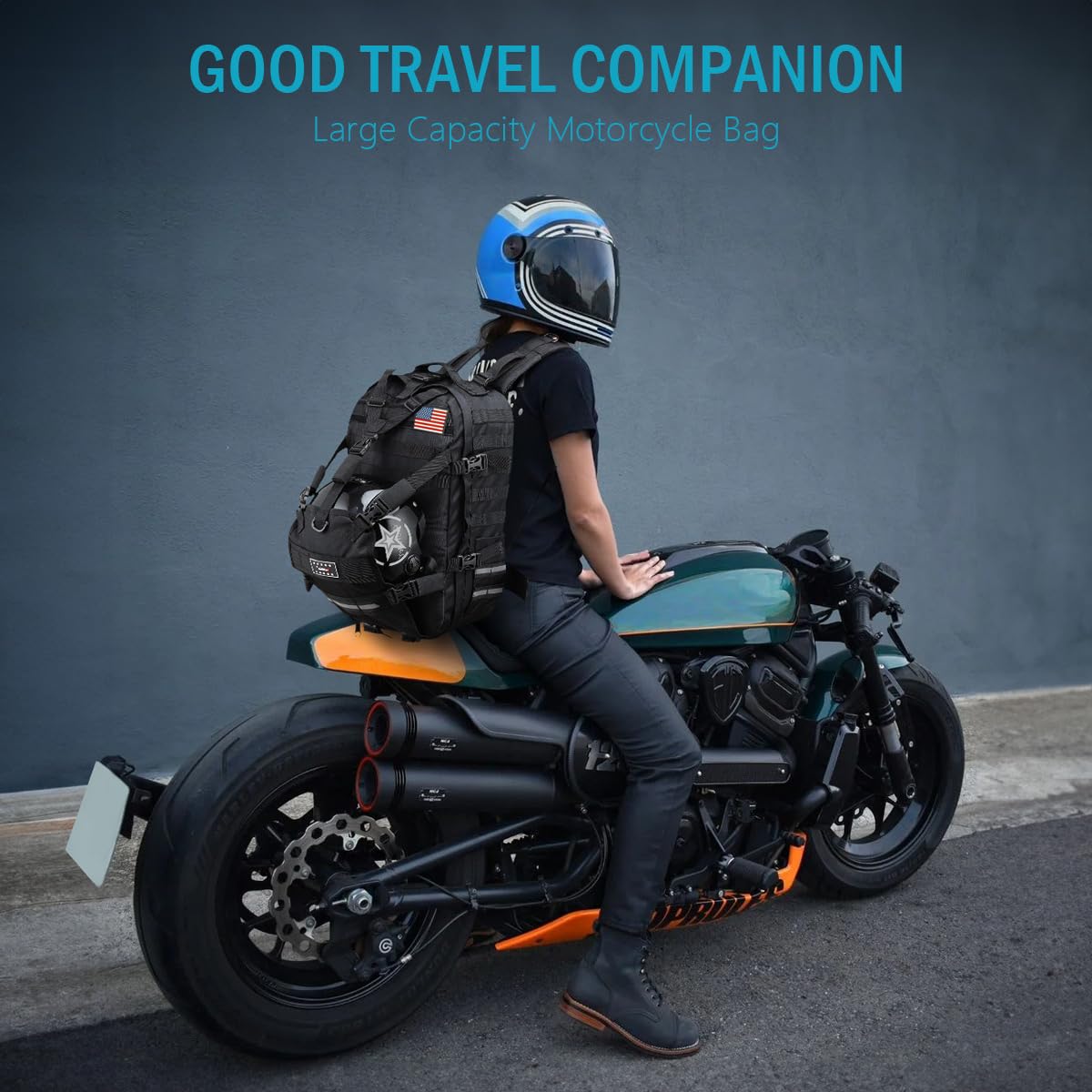 **Waterproof Motorcycle Backpack for Men - Expandable Travel Backpack with Helmet Holder - Ideal for Commuting, Road Trips & Outdoor Adventures**