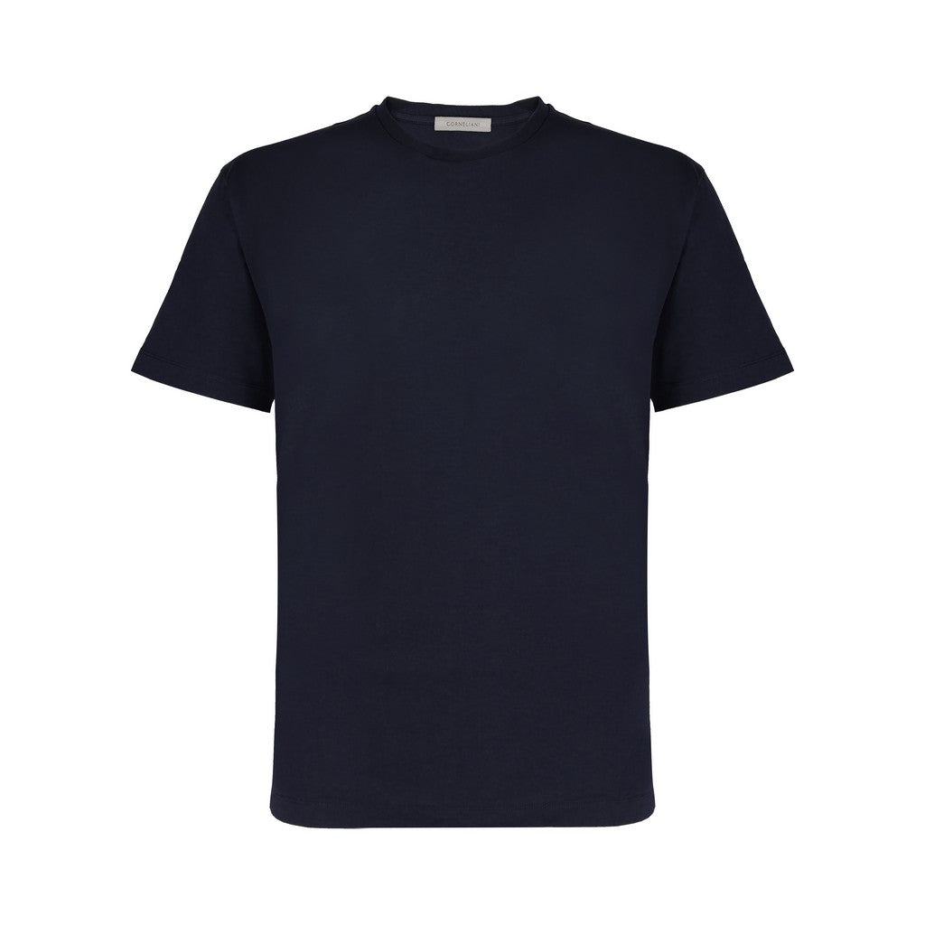Premium Corneliani Cotton Crew Neck T-Shirt for Men - Soft Navy Blue Casual Tee - Perfect for Everyday Wear, Office & Weekend Outfits