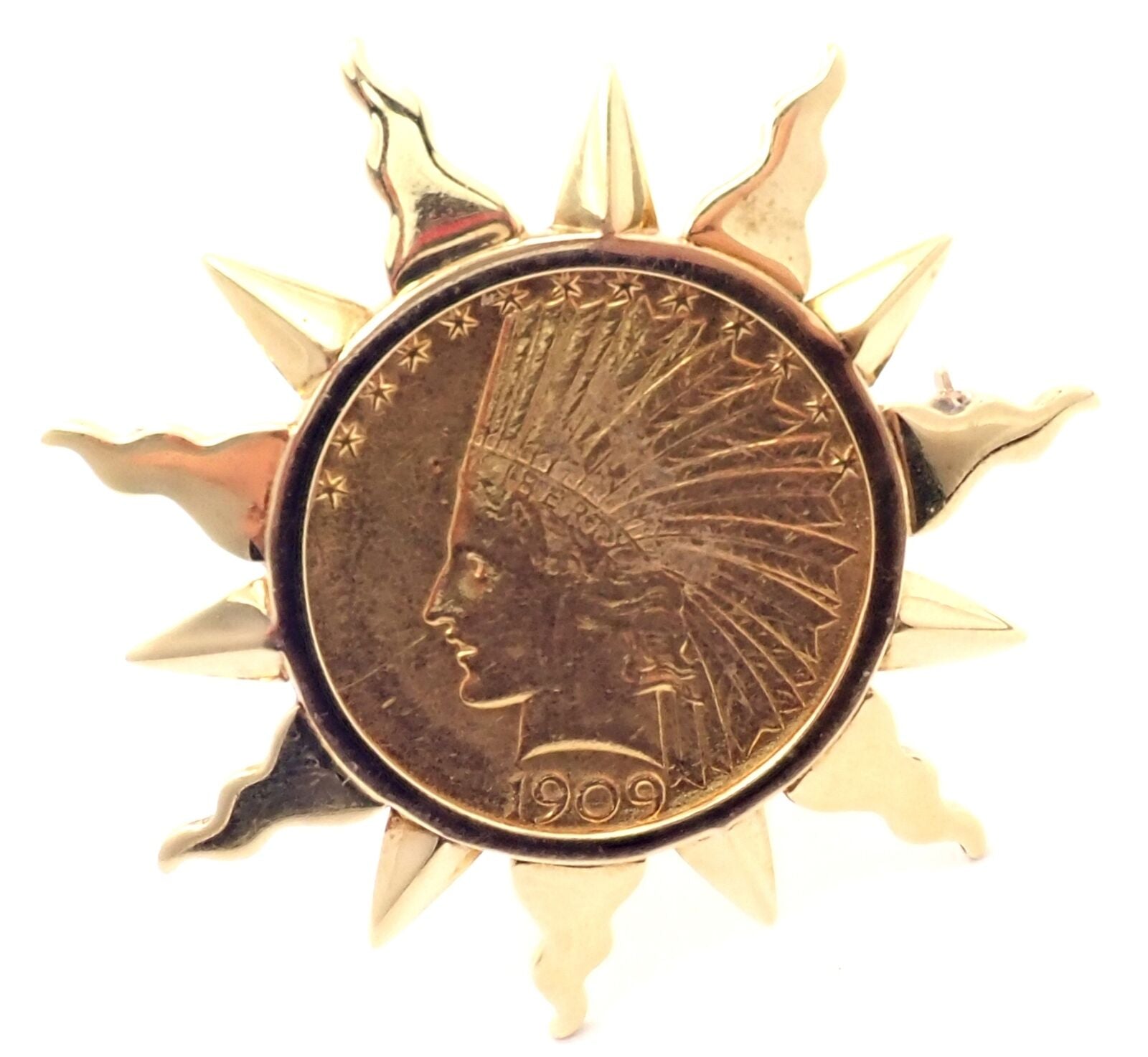 Authentic Verdura 18k & 22k Yellow Gold $10 US Coin Pin Brooch - Vintage Jewelry for Collectors & Special Occasions