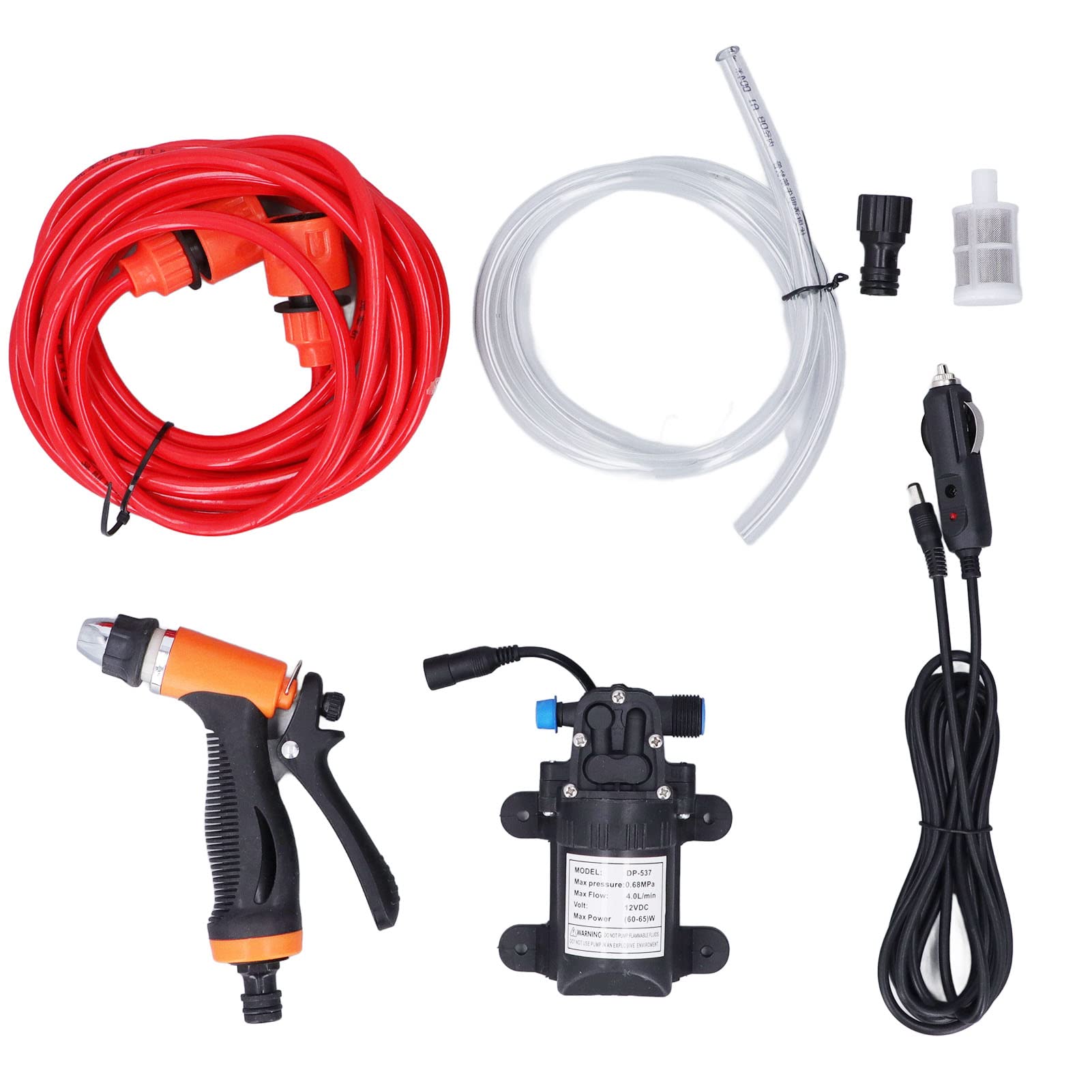 KIMISS 12V Portable High Pressure Washer - 160PSI Electric Car Washer Pump Kit with 2 Hoses | Ideal for Car Washing, Home Cleaning & Outdoor Use