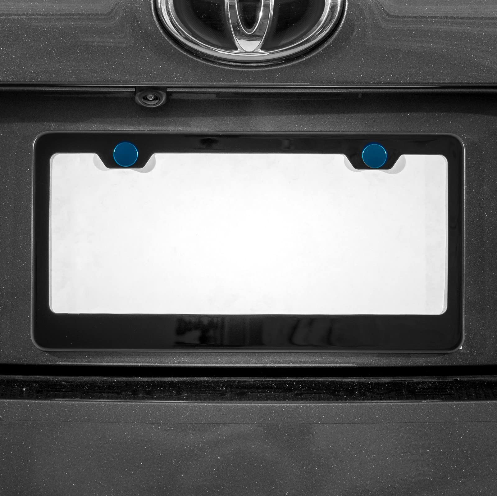 Stainless Steel License Plate Screws - Set of 4 Rustproof M6 Self-Tapping Fasteners with Aluminum Caps for Car, Truck, SUV (Blue) - Secure Front/Rear Plates, Frames & Covers in All Weather Conditions