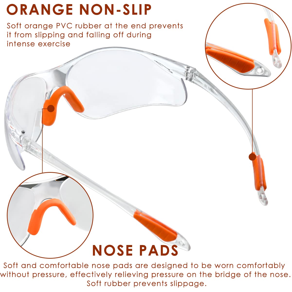 FOCCTS 12-Pack Clear Safety Glasses - Anti-Fog Protective Eyewear for Work & Construction