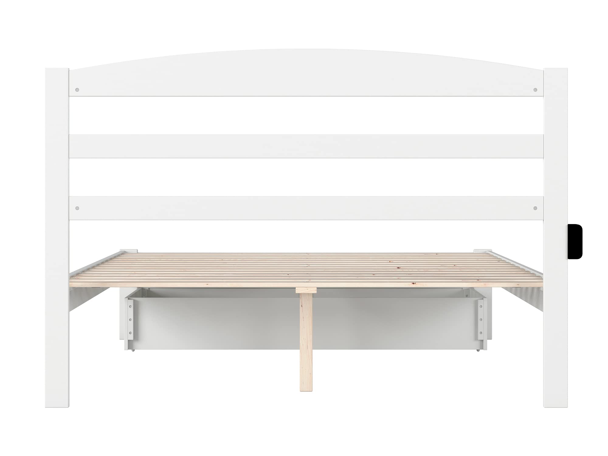 AFI Warren Queen Size Platform Bed with Storage Drawers & USB Charging Station - Modern White Wooden Bed Frame for Bedroom, Perfect for Small Spaces & Tech Lovers