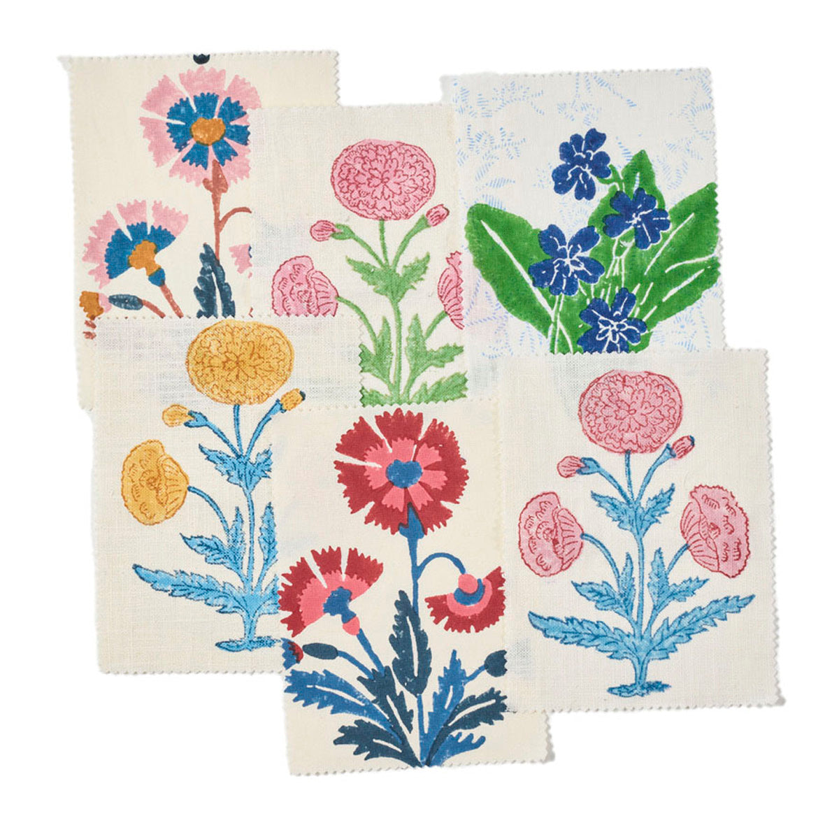 Greencombe Block Printed Fabric Sample Set - Premium Handcrafted Cotton Swatches for DIY Crafts, Quilting & Home Decor