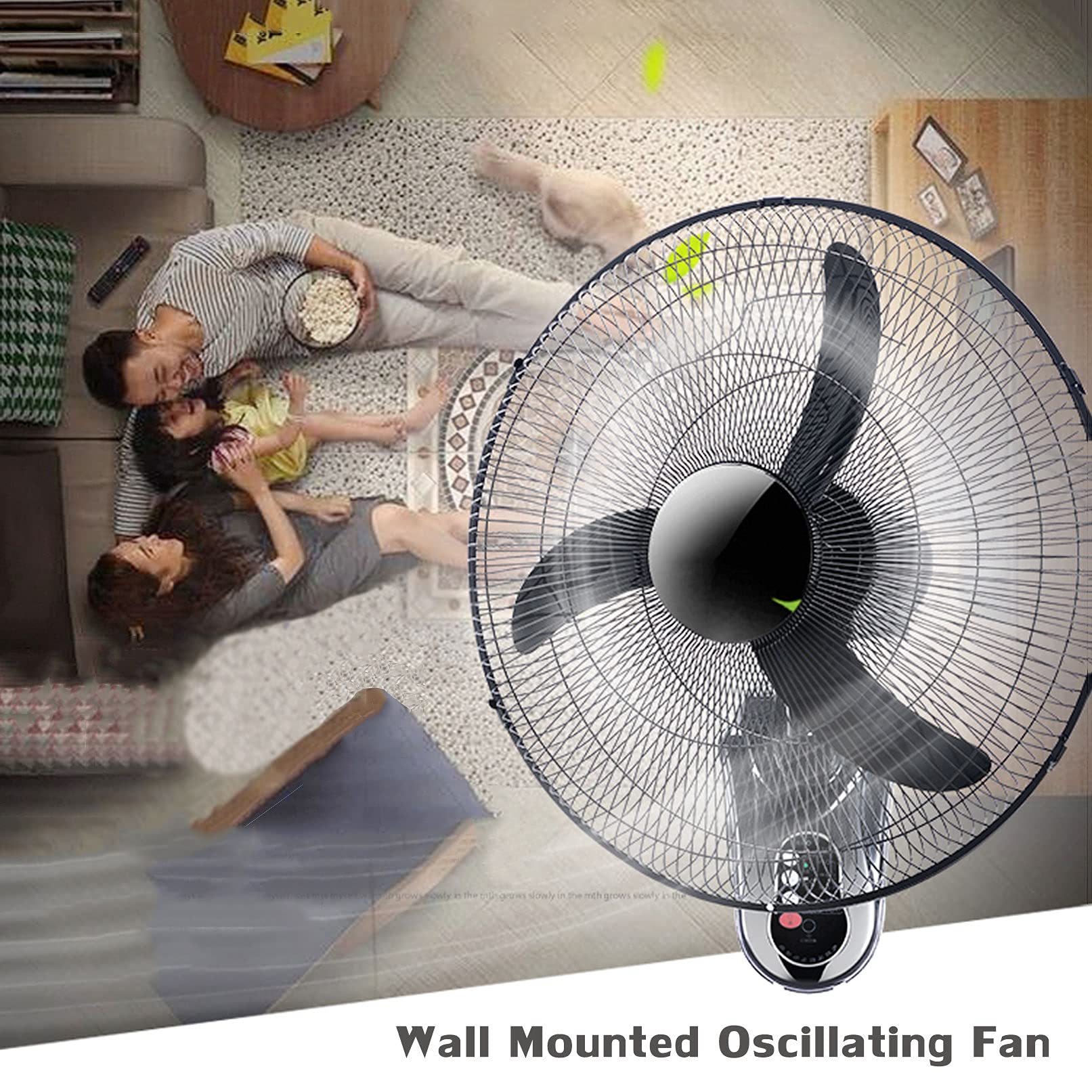 18 Inch Wall Mount Fan with Remote Control - High Velocity Oscillating Fan, 3 Speed Settings for Home, Office, Restaurant & Greenhouse - Perfect for Cooling Large Rooms and Commercial Spaces (Black)