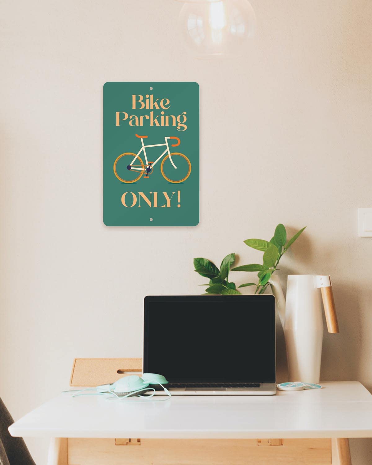 Bike Parking Only Sign - 8x12 Inch Small Rectangle Aluminum Garage Decor - Perfect for Bike Storage, Sheds, and Outdoor Bike Racks