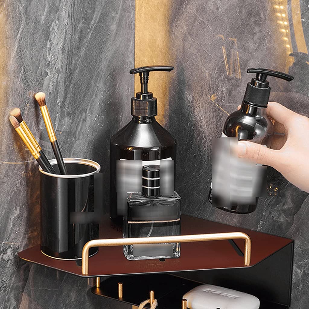 Luxury Wall-Mounted Triangle Bathroom Shelf - Space Saving Corner Storage for Soap, Toiletries & Bath Accessories | Perfect for Small Bathrooms, Showers & Powder Rooms