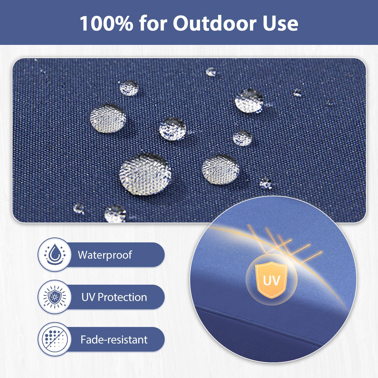 Premium Waterproof Outdoor Chair Cushions Set of 2 - 22x22x3 Inch Replacement Patio Seat Cushions - Durable Blue Furniture Cushions for Garden, Deck, Poolside & Backyard Relaxation