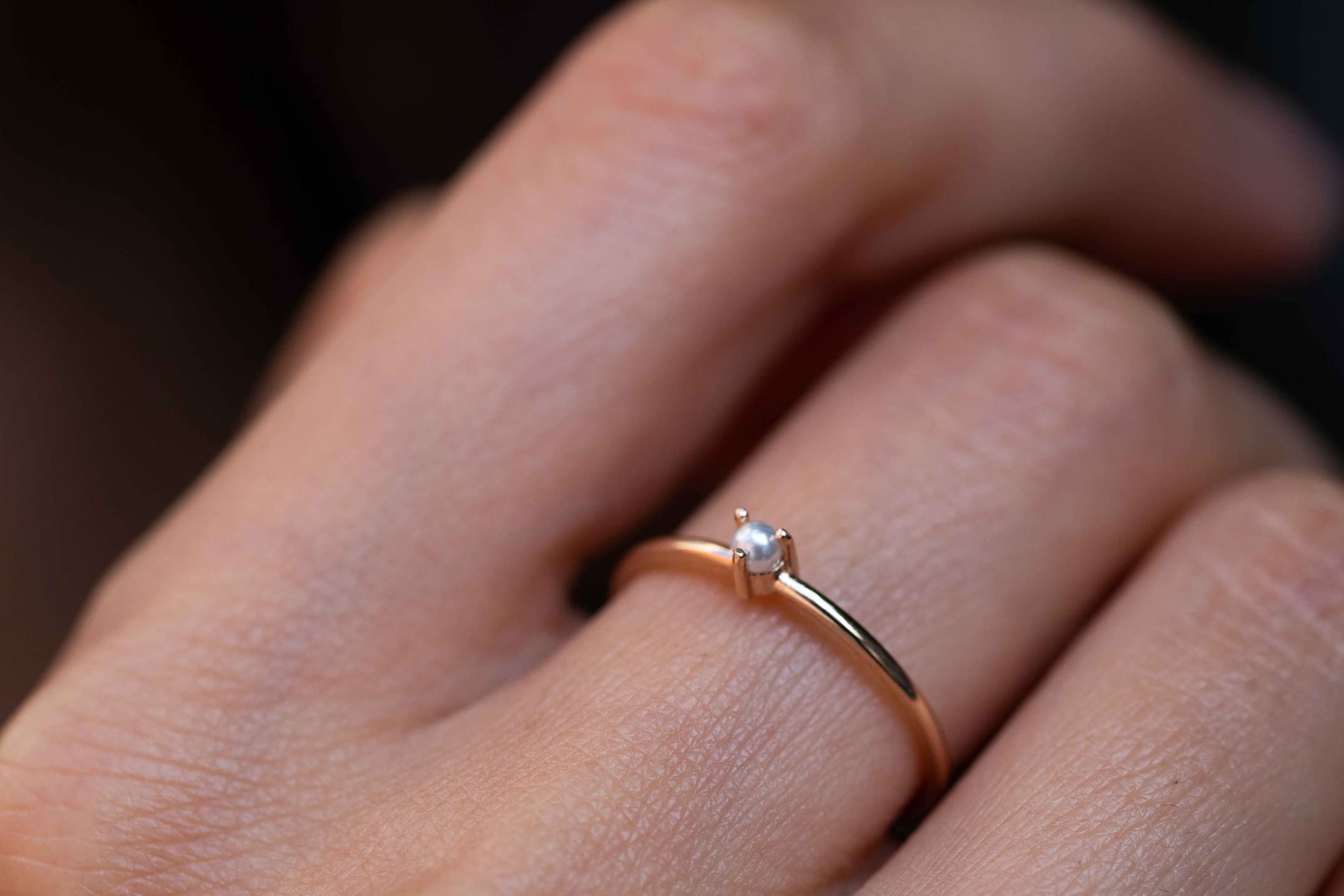 14K Solid Gold Pearl Ring for Women - Elegant Stackable Real Gold Rings - Fine Jewelry Gift for Her - Perfect for Weddings, Anniversaries & Special Occasions