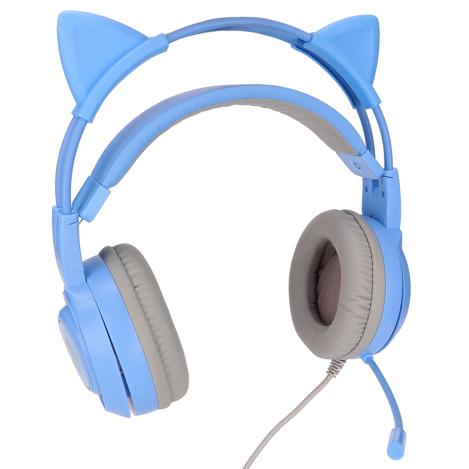 Wireless Cat Ear Gaming Headset with Noise Cancelling Mic - Lightweight Comfort Headphones for PC, PS4, Xbox One - Perfect for Girls & Streamers (Blue) | Ideal for Gaming, Live Streaming & Online Classes