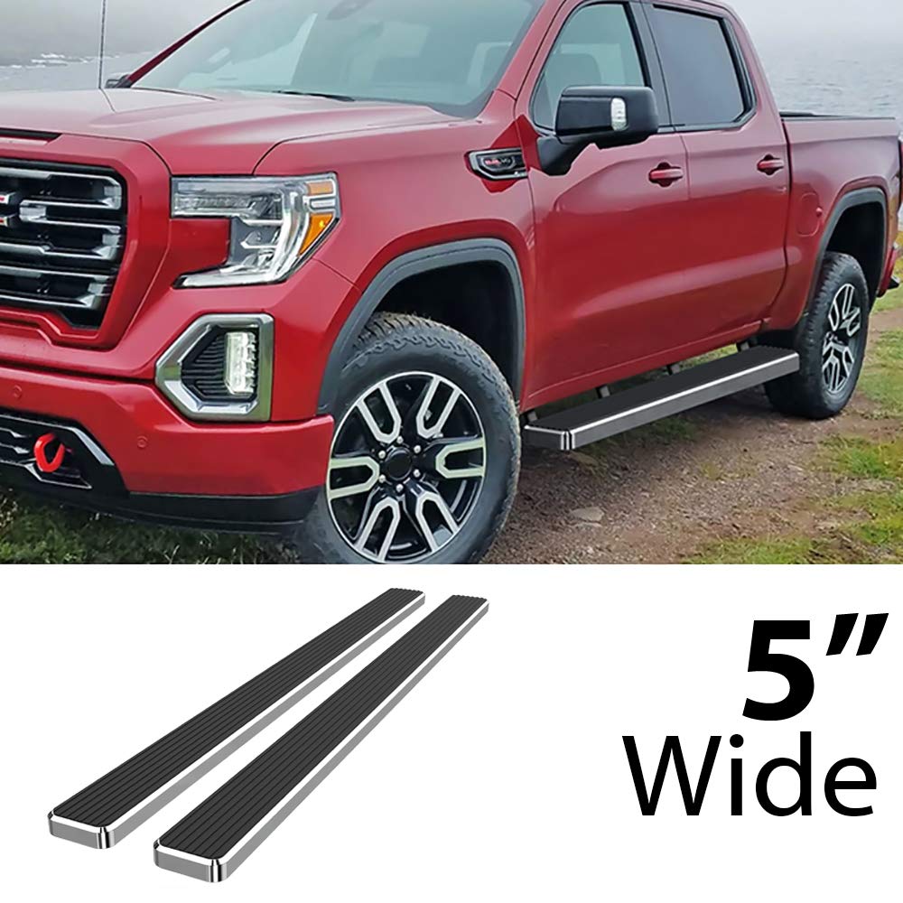 Premium Stainless Steel Nerf Bars Side Steps for 2019-2025 Chevy Silverado 1500 & GMC Sierra 1500 Crew Cab | 2020-2025 2500HD/3500HD Models | 5
