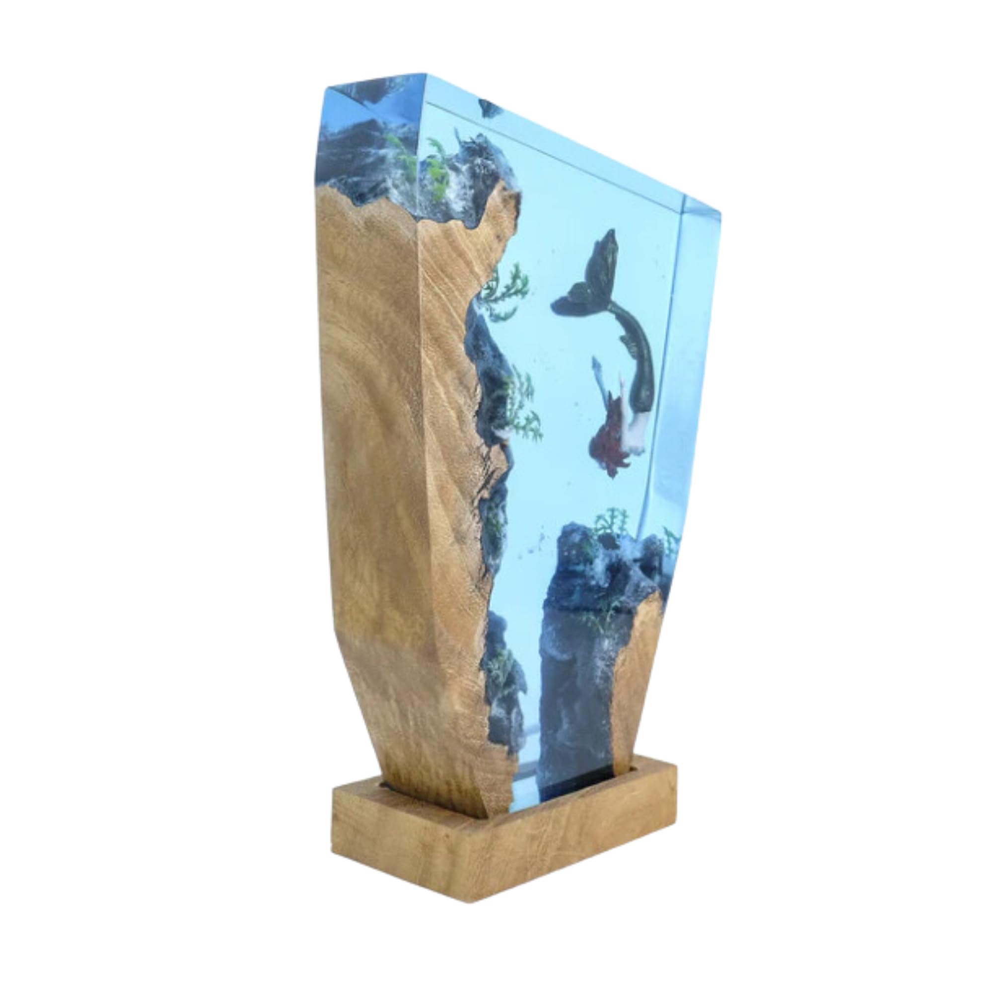 Mermaid Epoxy Resin Lamp - Deep Sea Ocean Night Light for Home Decor, Unique Gift for Lovers (8x5 Inch) | Perfect for Bedroom, Living Room & Romantic Gifts