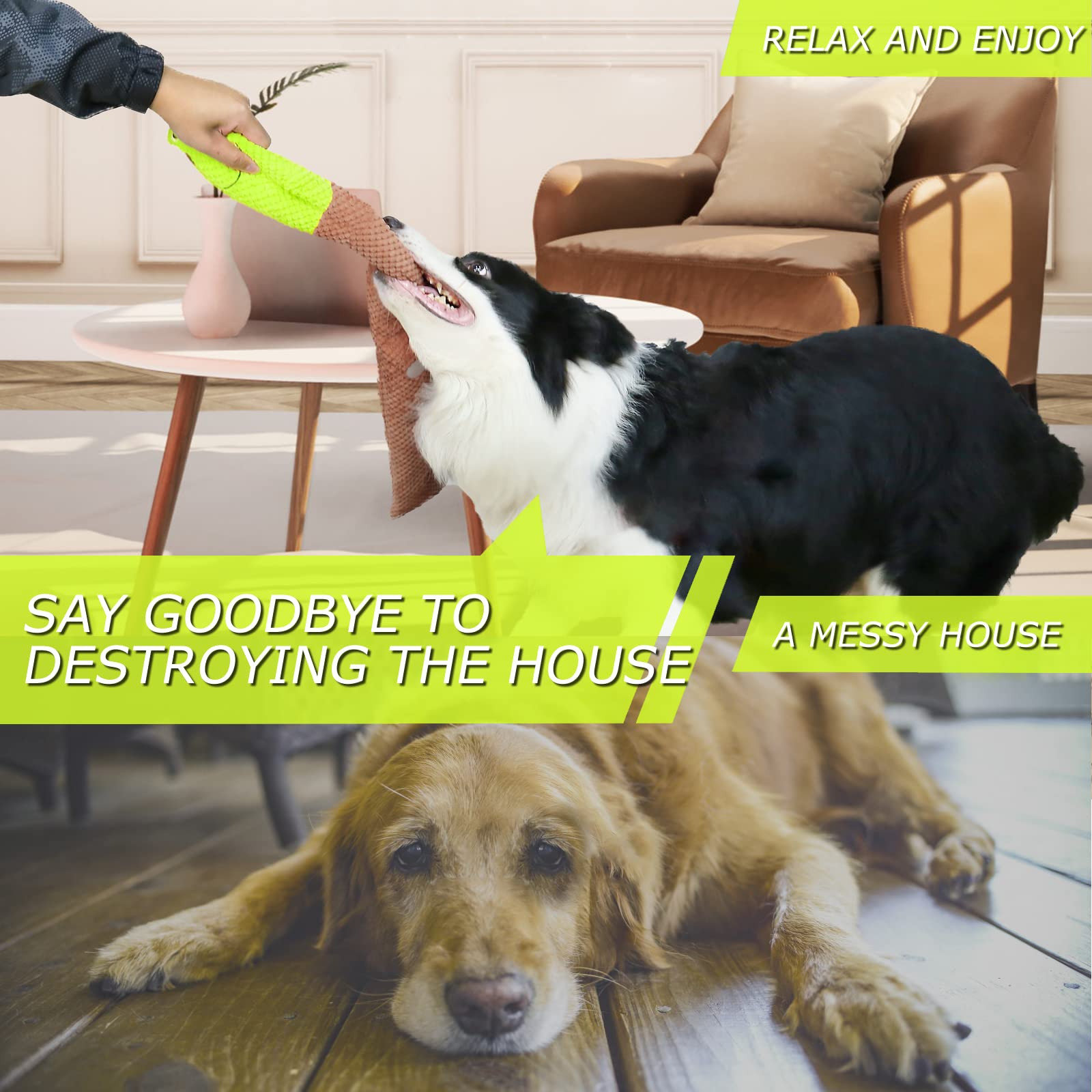 Squeaky Dog Chew Toys - Treat Dispensing Puzzle for Stress Relief & Boredom - Perfect for Small to Large Dogs - Indoor Play & Training