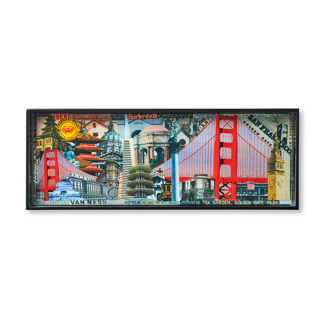San Francisco Lacquered Bar Tray - Elegant Wooden Serving Tray for Cocktails, Drinks & Appetizers - Perfect for Home Bars, Parties & Wedding Receptions