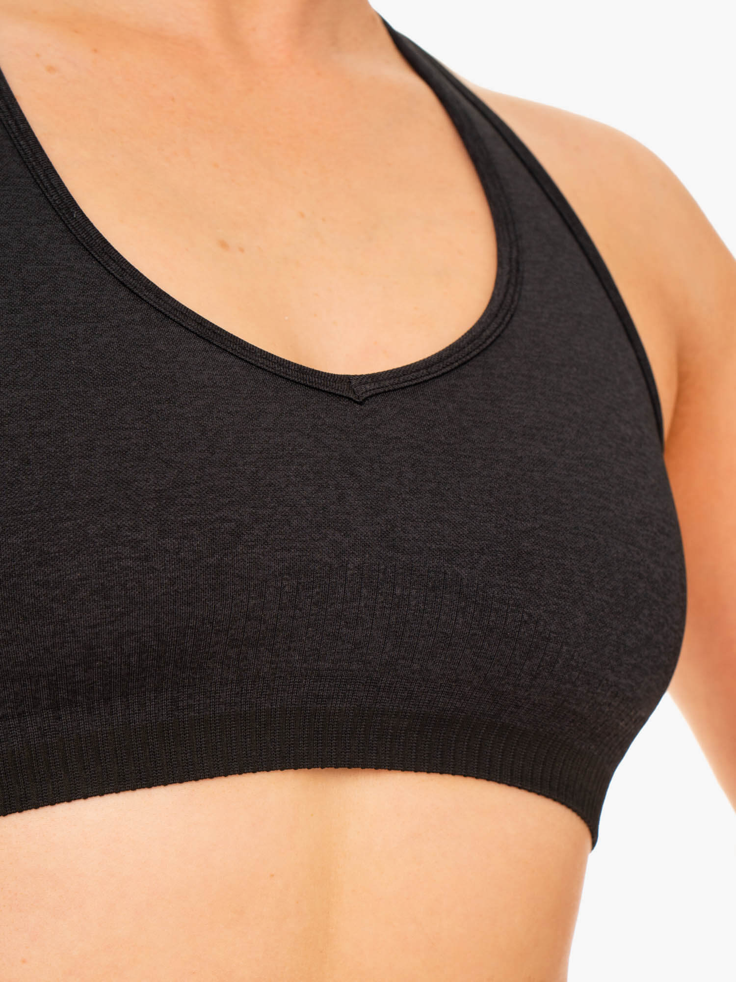 Excel Seamless Sports Bra for Women - High Support Workout Top - Black Marl - Perfect for Yoga, Running & Gym Fitness Activities