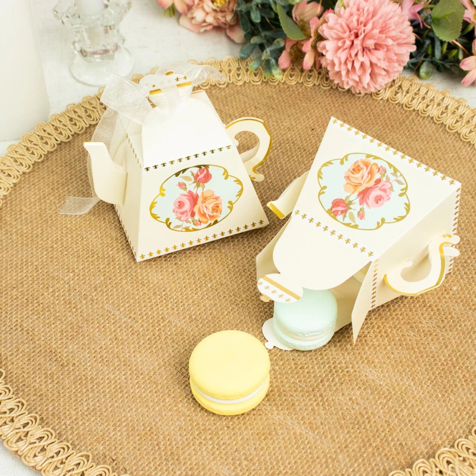 25 Mini Teapot Wedding Favors with Ribbon - Elegant Tea Party Favors for Bridal Shower, Baby Shower & Special Events