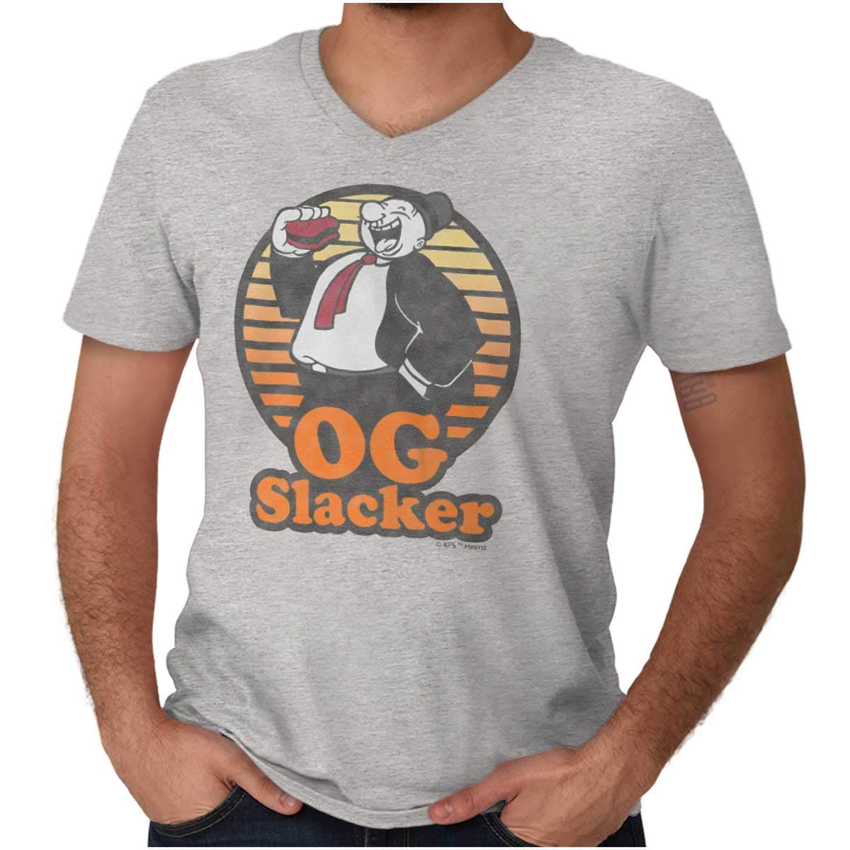 **Popeye & Wimpy OG Slacker Funny Retro V-Neck T-Shirt for Men & Women - Vintage Cartoon Graphic Tee for Casual Wear, Cosplay & Gift Ideas**