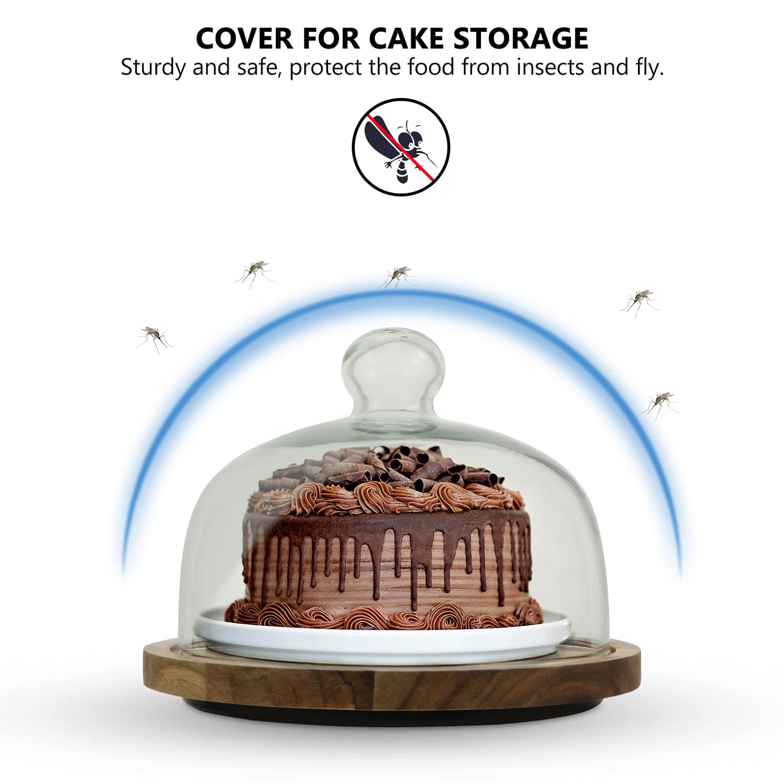 Premium Glass Cake Stand with Dome Cover - European Style Rotating Dessert Display for Cupcakes, Mini Pastries & Fruit - Perfect for Parties, Weddings & Tea Time