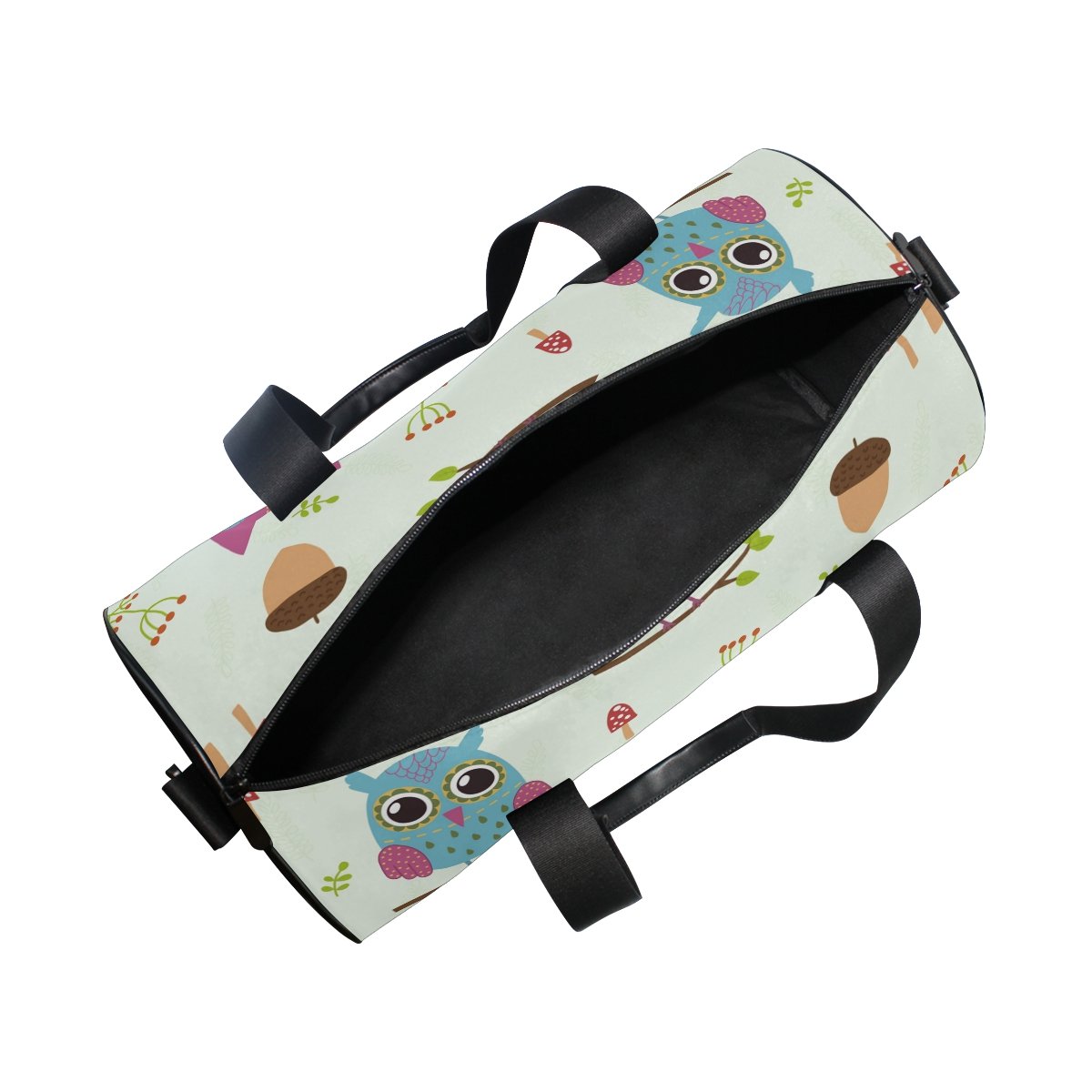 Stylish Gym & Sports Duffel Bag with Cute Owl & Mushroom Design - Unisex Travel Bag for Men & Women - Perfect for Workouts, Yoga, Travel & Gym Essentials