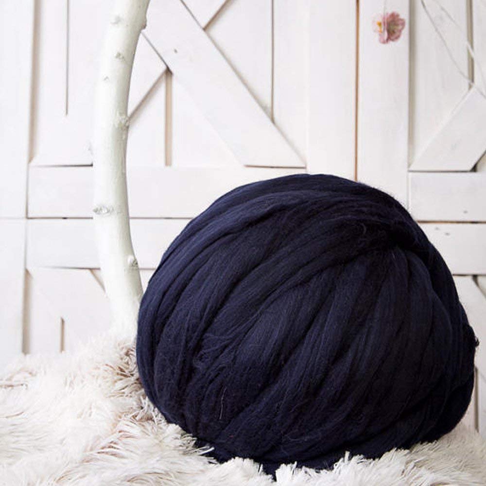 Clootess Bulky Chunky Yarn - Extra Thick Roving Wool for Hand Knitting, Crochet & DIY Projects - Navy Blue (11 lbs) - Perfect for Sofa Throws, Bed Blankets & Cozy Home Decor