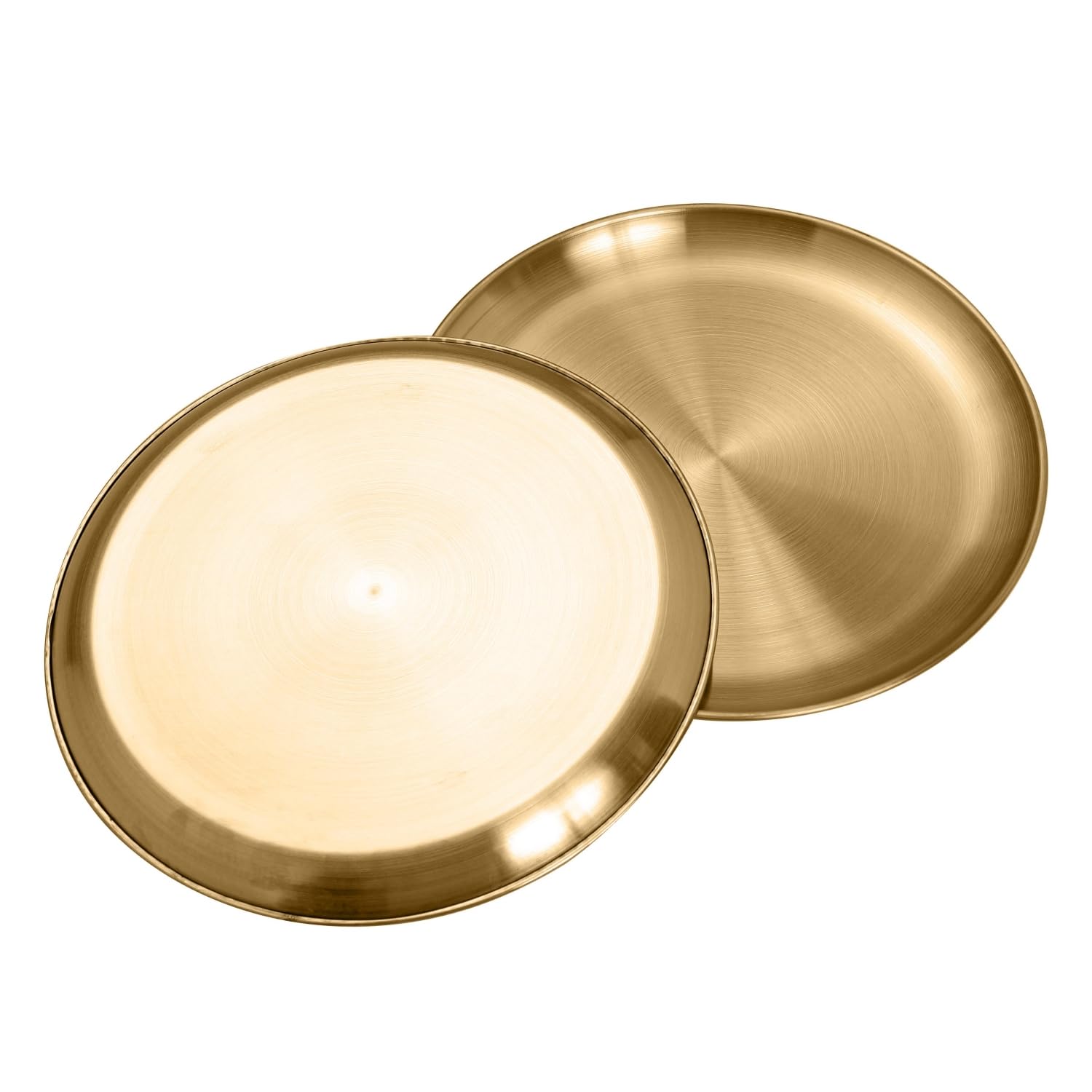 Stainless Steel 304 Gold Dinner Plates 10inch 4Pcs - Unbreakable for BBQ, Camping & Party