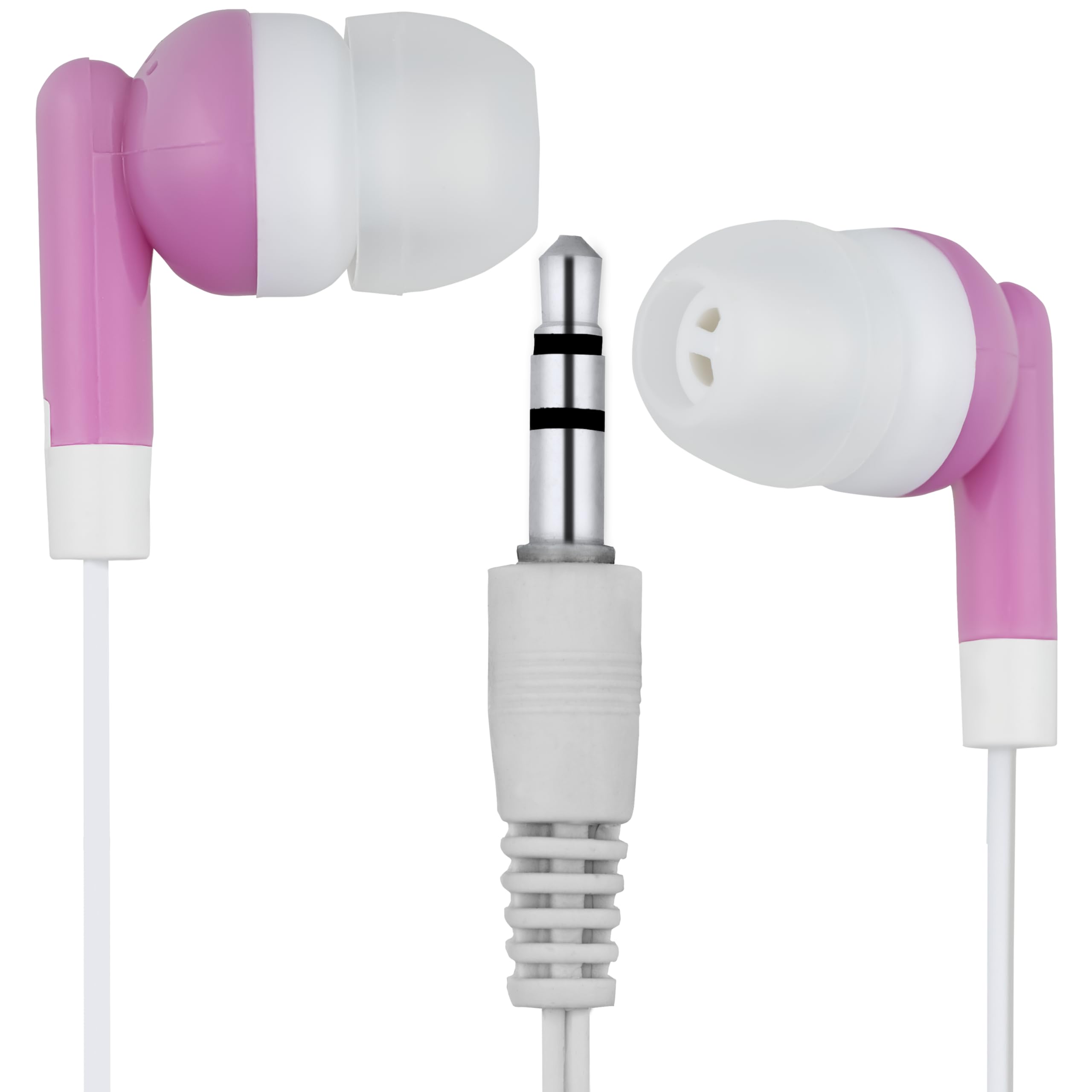 Bulk Pack of 25 Pink & White Wireless Earbuds - Individually Wrapped for Retail | Perfect for Schools, Gyms, and Corporate Giveaways