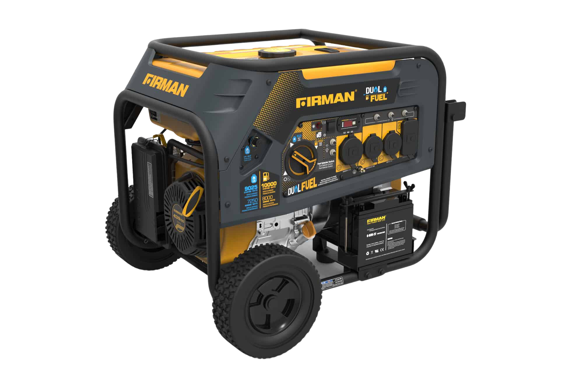 Firman H08051 8000W 10000W Dual Fuel Portable Generator with Electric Start - Gas & Propane Powered for Home Backup, Camping, RV, and Emergency Power Supply