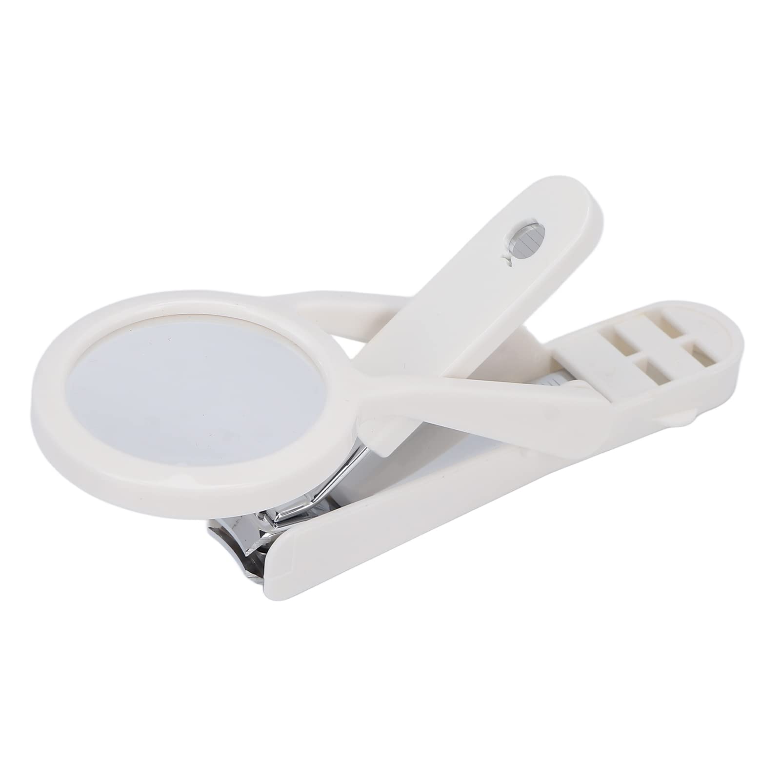 Stainless Steel Magnifying Nail Clippers for Elderly & Kids - Adjustable Toenail Clippers with Built-in Magnifier for Precise Trimming - Perfect for Seniors, Children & Home Grooming Kits (White)