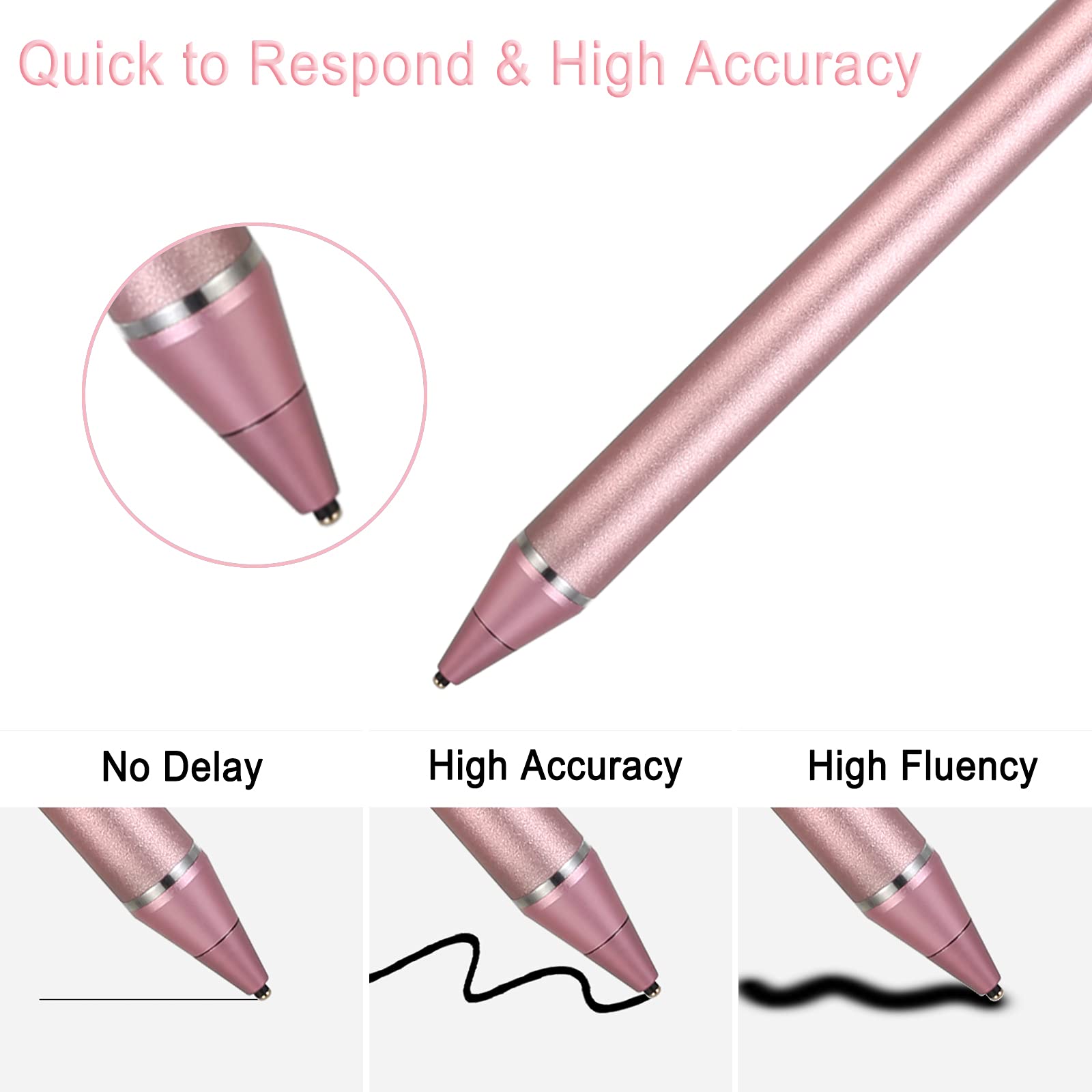 Premium Active Stylus Pen for Touch Screens - Compatible with Apple iPhone, iPad & Android Tablets - Perfect for Digital Drawing, Note Taking & Handwriting on Smartphones & Tablets (Pink) - Ideal for Artists, Students & Professionals