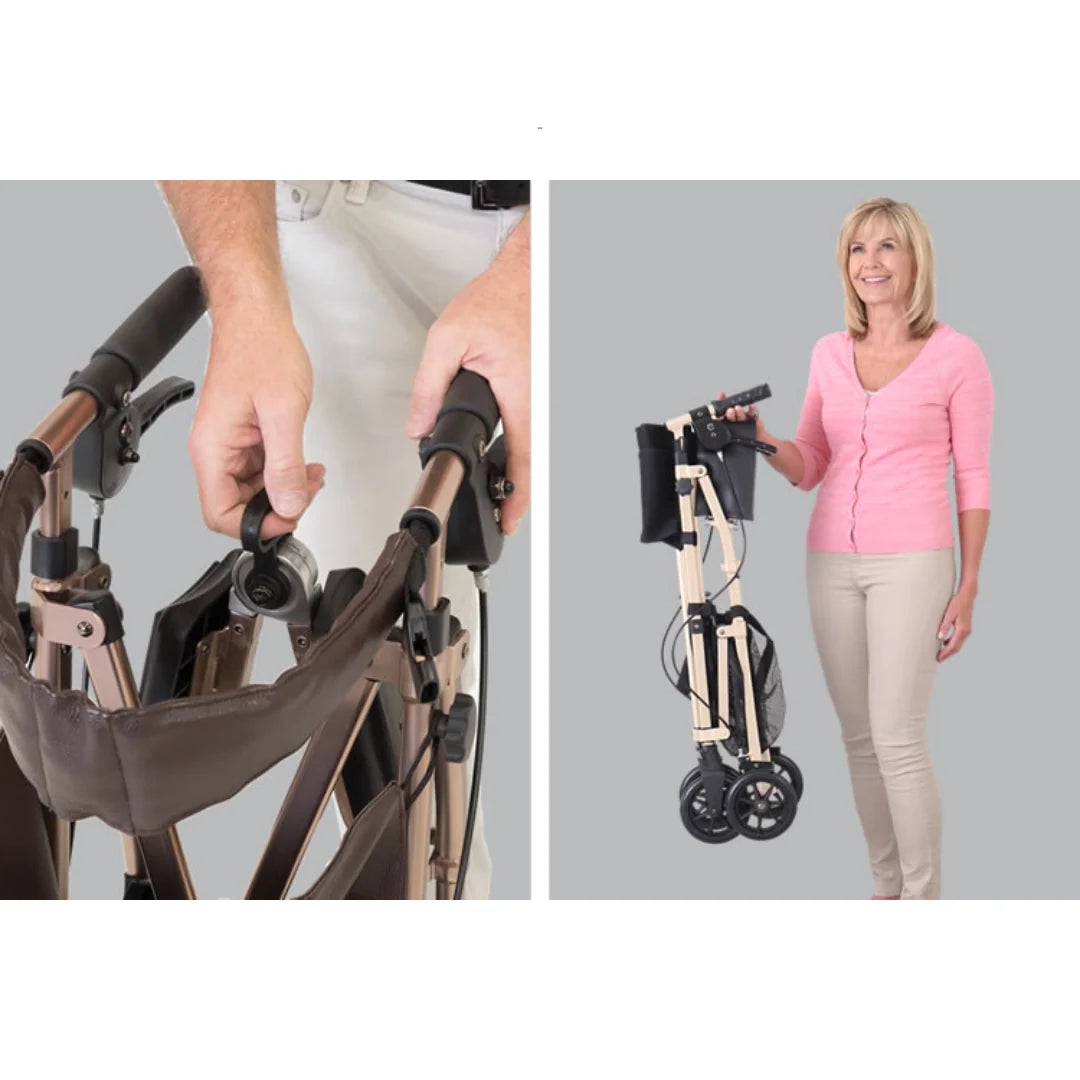 Signature Life Elite Travel Rollator - Lightweight Folding Walker with Seat & Basket for Seniors - Ideal for Shopping, Travel & Outdoor Activities