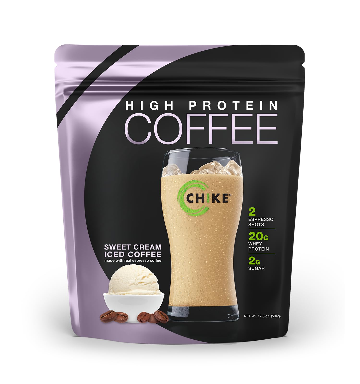 Chike Sweet Cream High Protein Iced Coffee - 20g Protein, 2 Shots Espresso, Low Sugar (2g), Keto & Gluten Free - 14 Servings (17.8 oz) - Perfect for Post-Workout Recovery, Morning Energy Boost & Healthy Lifestyle